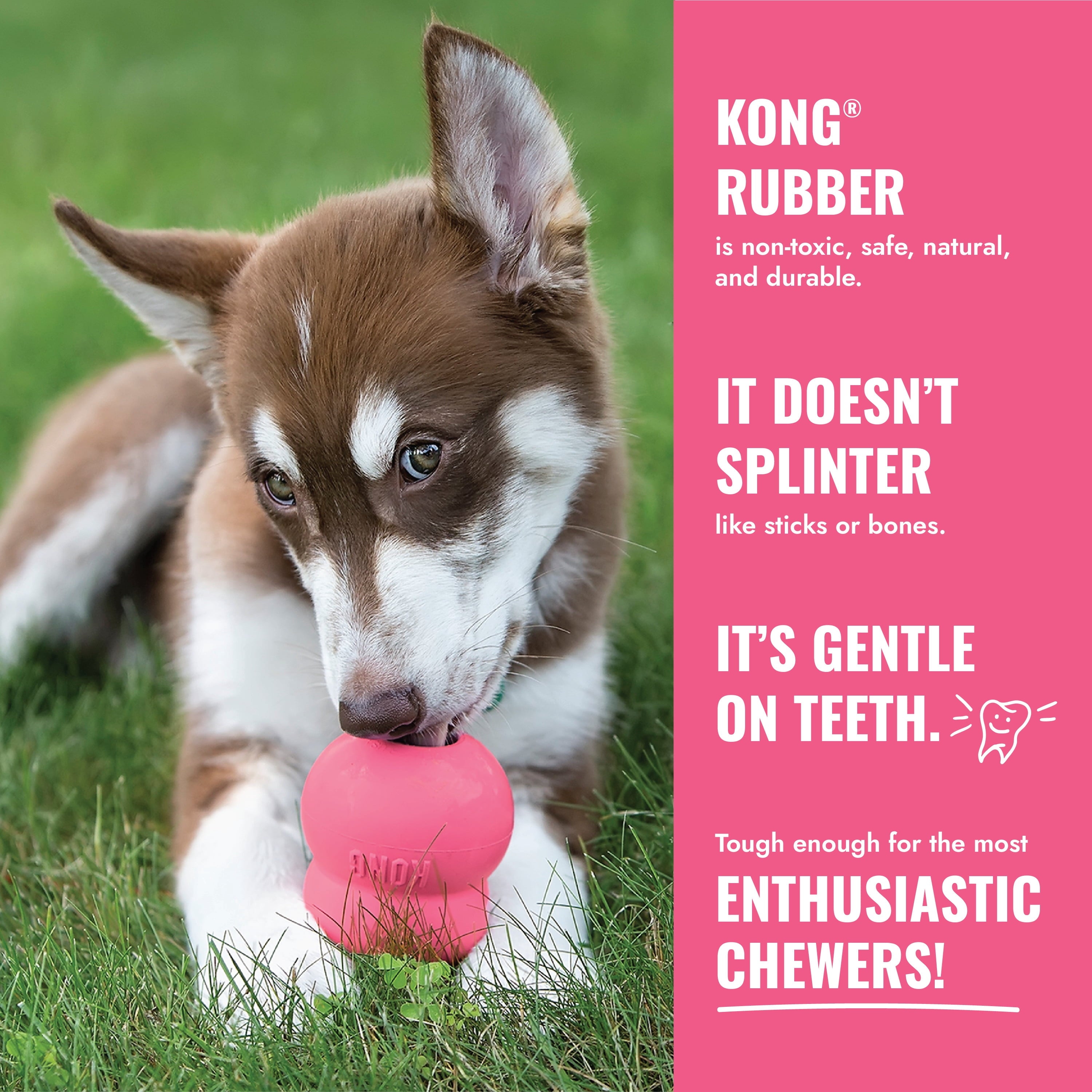 KONG® Puppy Binkie Stuffable Dog Toy - Pink, Small for Beginner Chewers