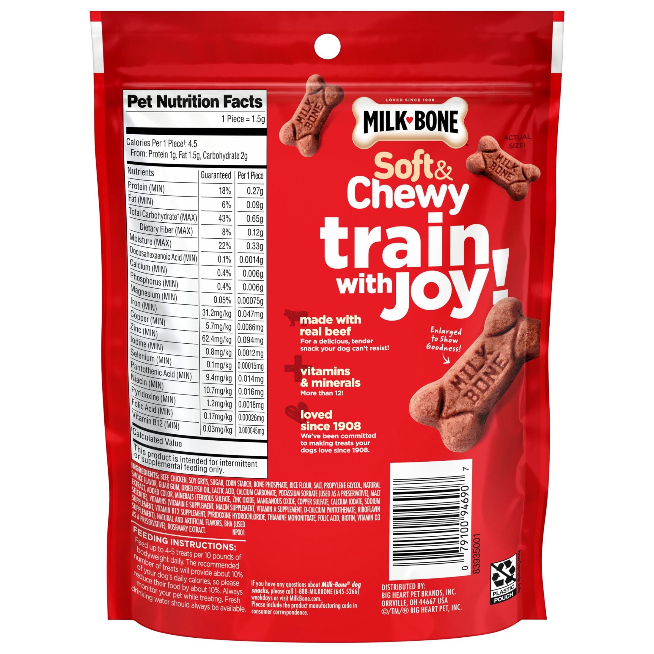 Milk Bone Soft & Chewy Dog Training Treats Made With Real Filet Mignon - Mini Size, 4.5 oz Bag