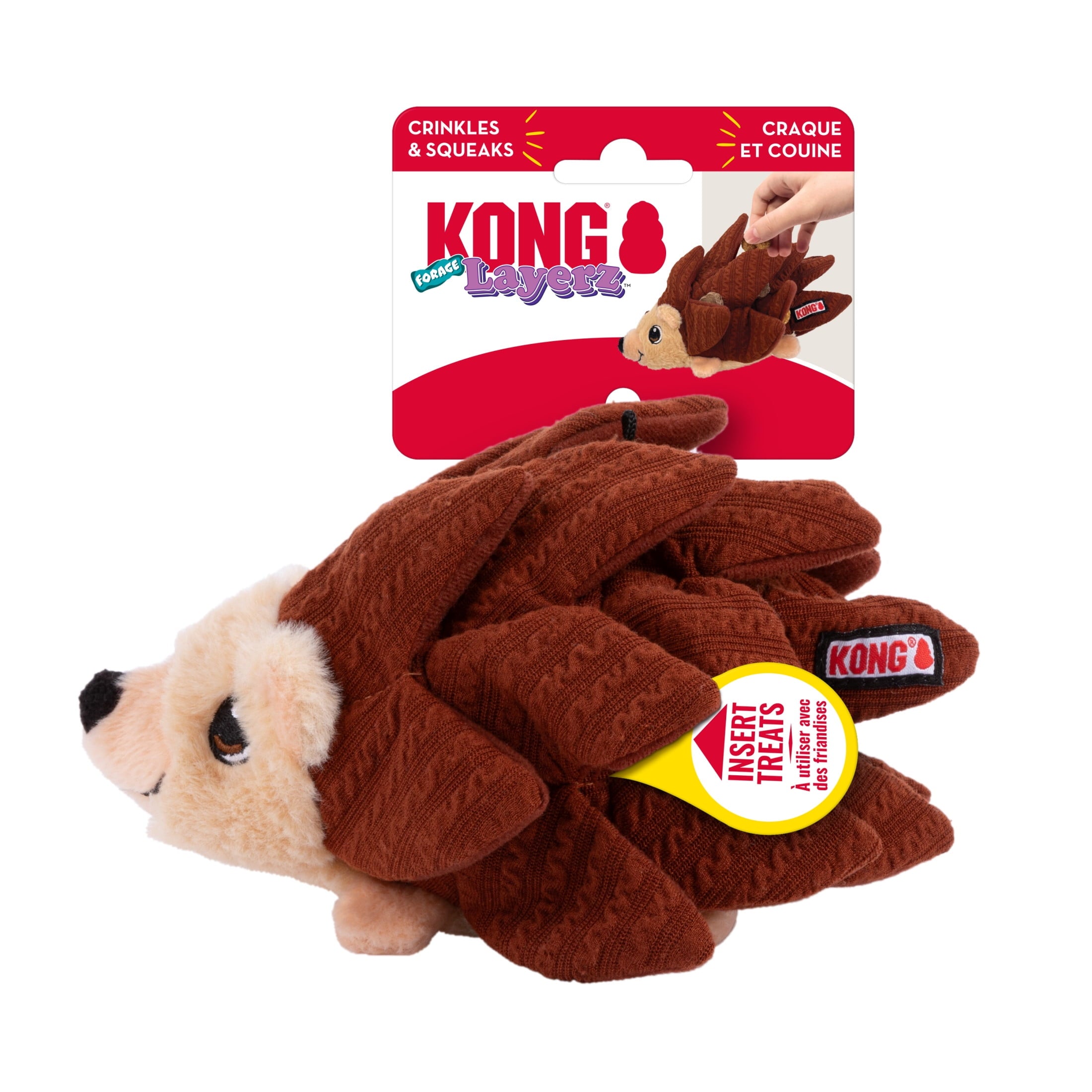 KONGÂ® Layerz Forage Crackle and Squeaker Dog Toy - Hedgehog, Medium