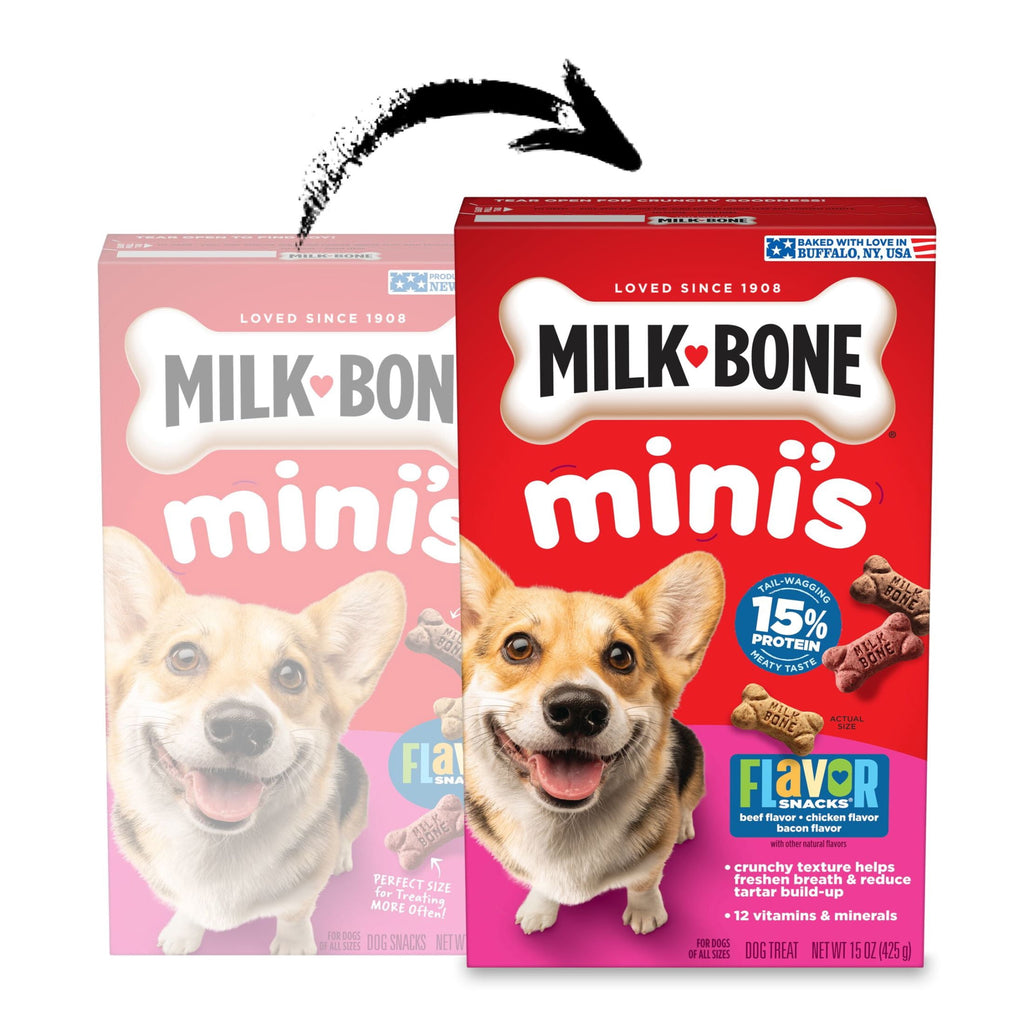 Milk Bone Flavor Snacks Mini’s Dog Biscuits - Flavored Crunchy Dog Treats, 15 oz Box