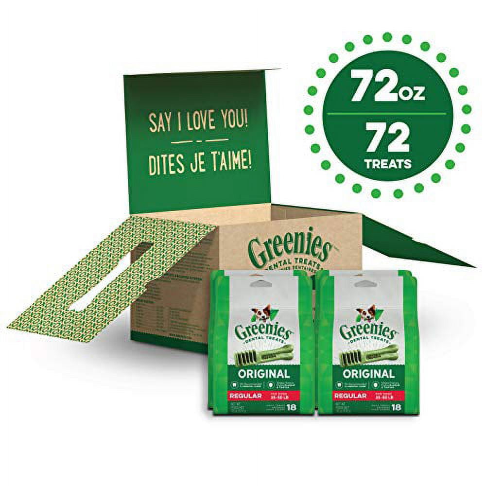 Greenies Original Flavor Dental Treats for Dogs - 18 oz Pouch (4 Pack), Shelf-Stable
