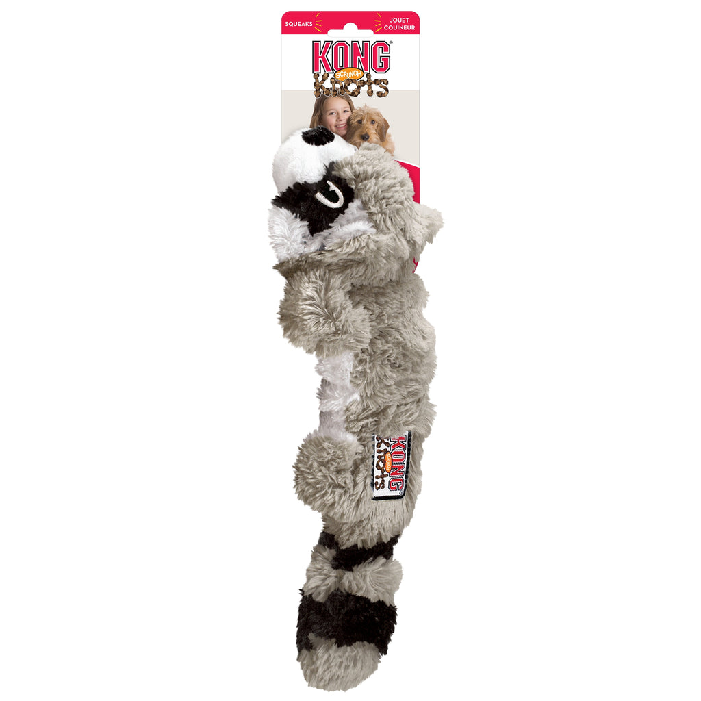 KONG® Scrunch Knots Stuffing Free Dog Toy - Racoon, Medium/Large