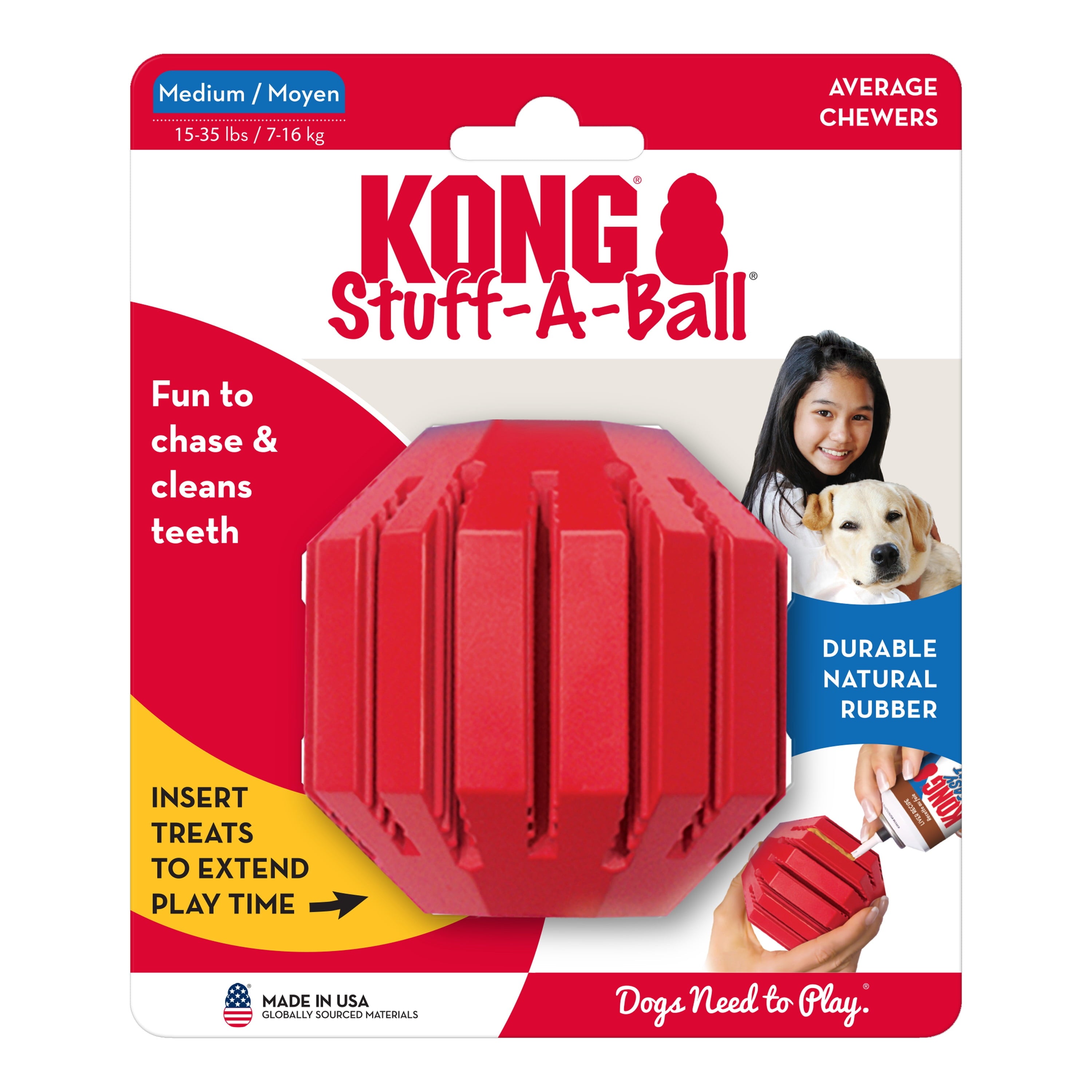 KONG® Stuff-a-Ball Classic Rubber Dog Toy - Ball, Medium
