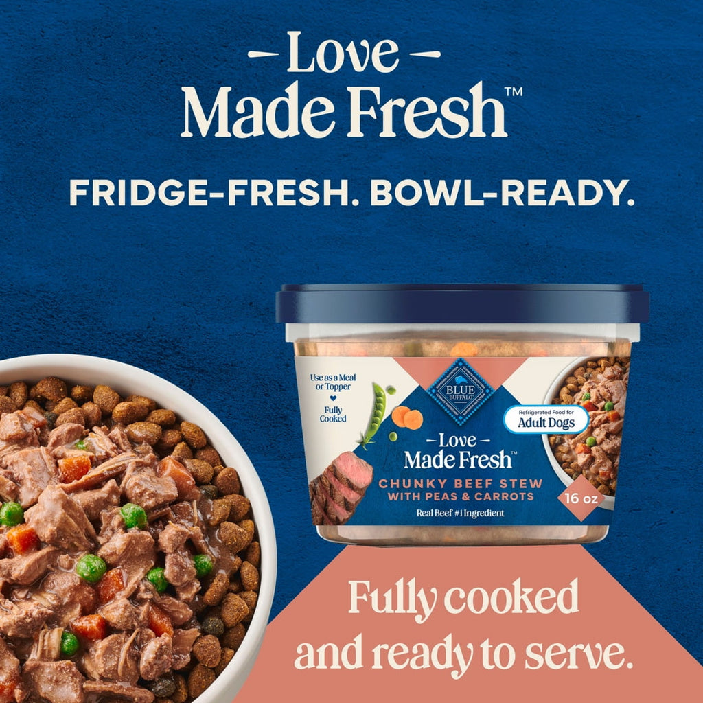Blue Buffalo Love Made Fresh Dog Food - Refrigerated, Chunky Beef Stew, 1-lb Tub - 2-Pack