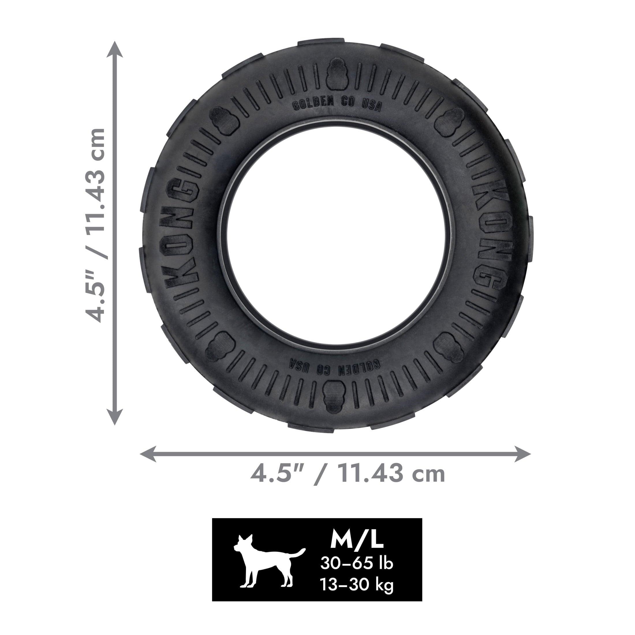 KONG Extreme Tire Durable Dog Toy - Black, Medium/Large for Dogs Between 30-65 lbs