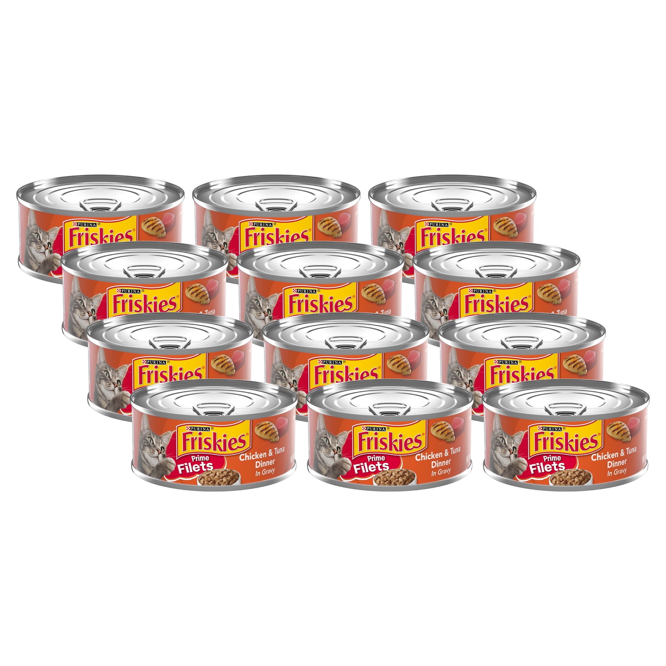 Purina Friskies Prime Filets - Chicken and Tuna Dinner in Gravy, Wet Cat Food, 5.5 oz Can - 12-Pack