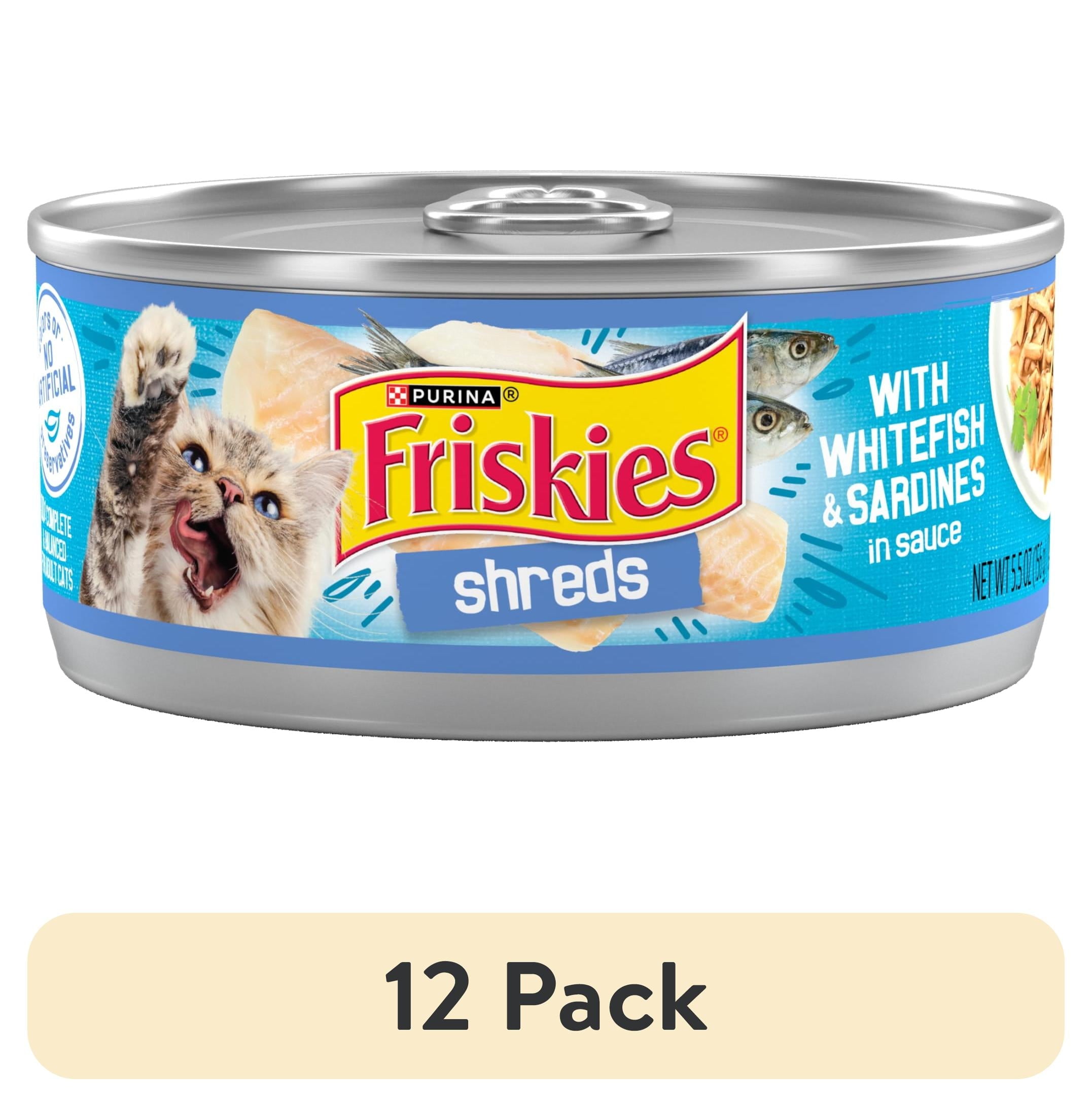 Purina Friskies Shreds - Whitefish and Sardines in Sauce, Wet Cat Food, 5.5 oz Can - 12-Pack