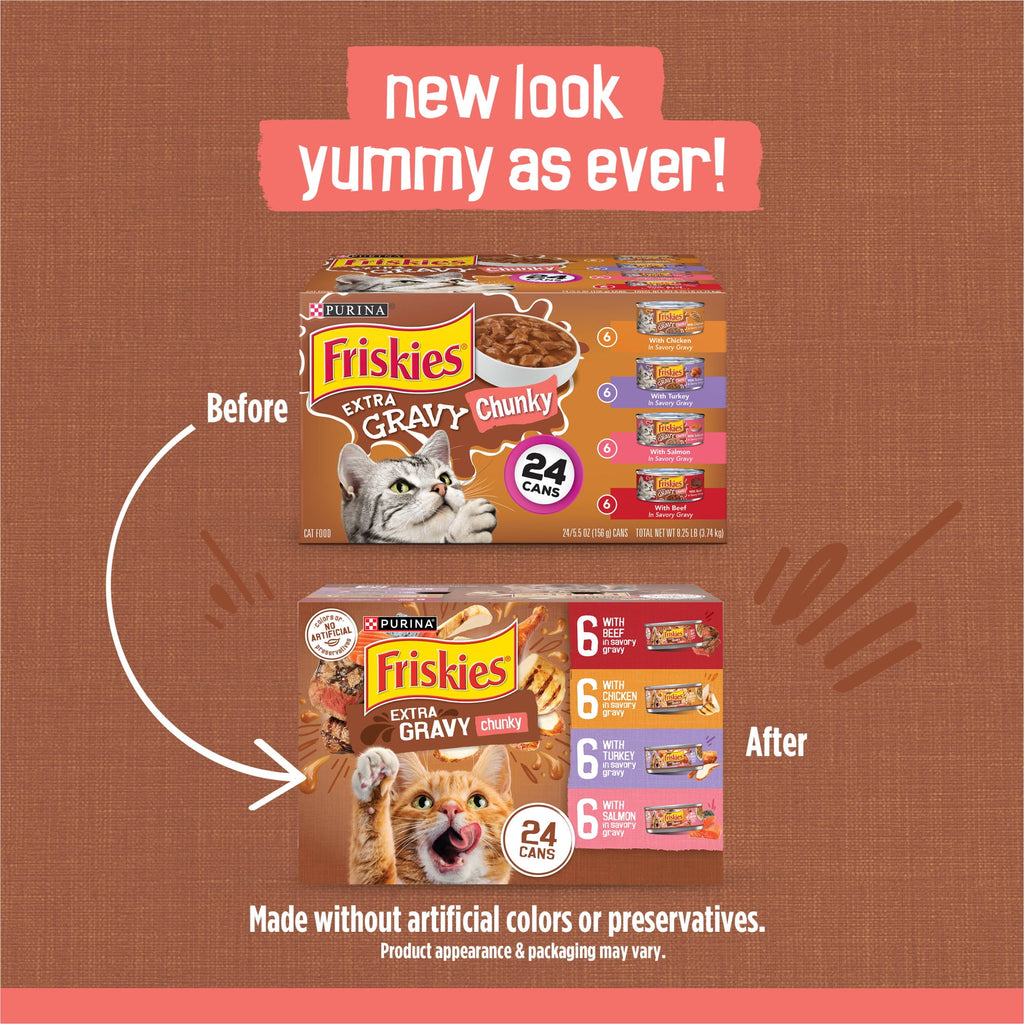 Purina Friskies Extra Chunky Gravy Variety Pack - Wet Cat Food, 5.5 oz Cans - 2-Pack