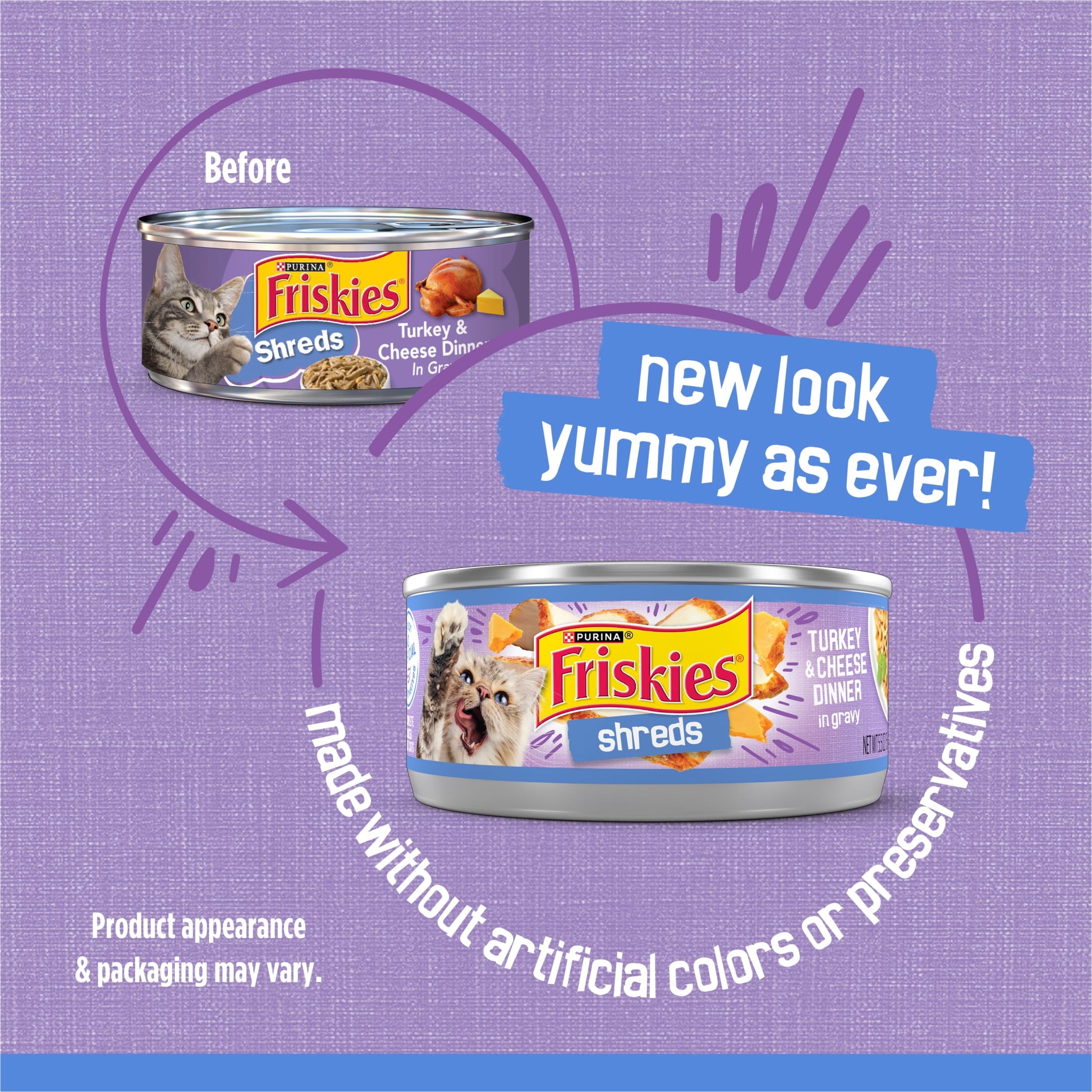 Purina Friskies Shreds - Turkey and Cheese Dinner in Gravy, Wet Cat Food, 5.5 oz Can