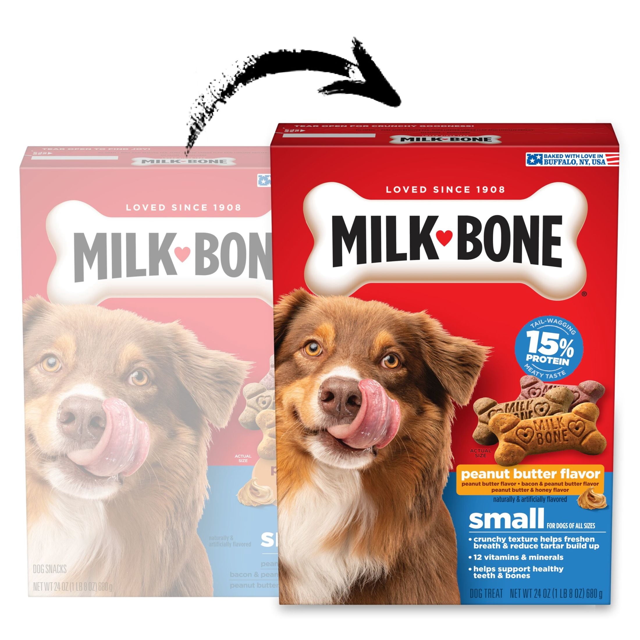 Milk Bone Peanut Butter Flavor Dog Biscuits - Naturally & Artificially Flavored, 24 oz Box