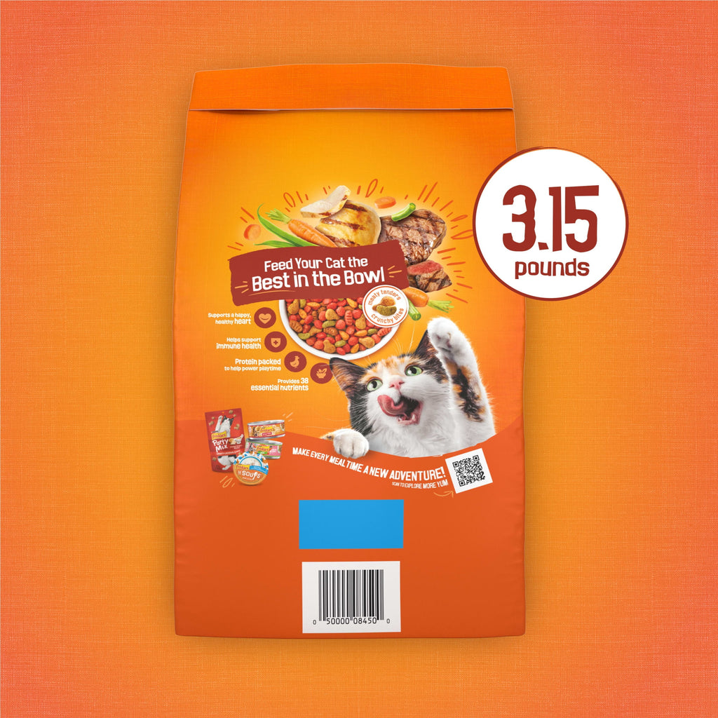 Purina Friskies Tender and Crunchy Dry Cat Food Flavors of Chicken - Beef, Carrots and Green Beans, 3.15 lb Bag