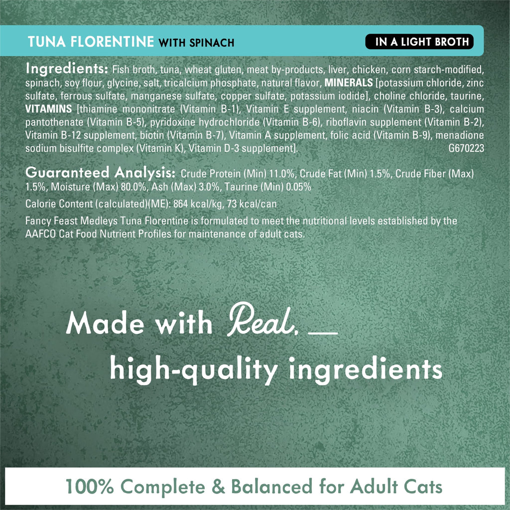 Purina Fancy Feast Medleys Food - Wet Cat Food, Florentine Collection, 3 oz Cans