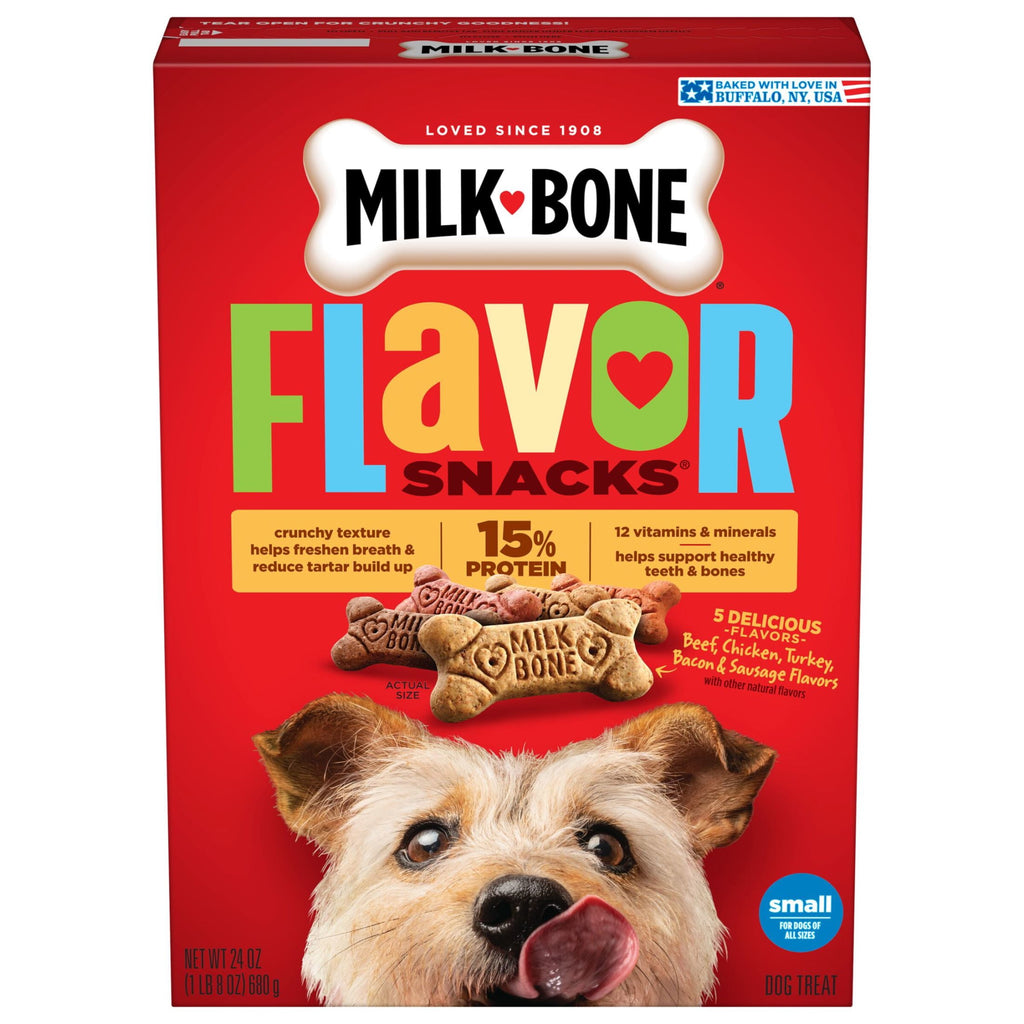 Milk Bone Flavor Snacks Small Dog Biscuits - Flavored Crunchy Dog Treats, 24 oz Box