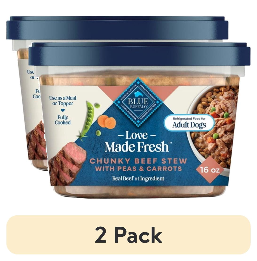 Blue Buffalo Love Made Fresh Dog Food - Refrigerated, Chunky Beef Stew, 1-lb Tub - 2-Pack
