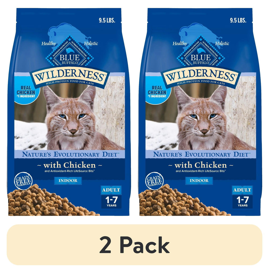 Blue Buffalo Wilderness Natural High-Protein - Grain-Free Dry Cat Food, Chicken, 9.5-lb. Bag - 2-Pack