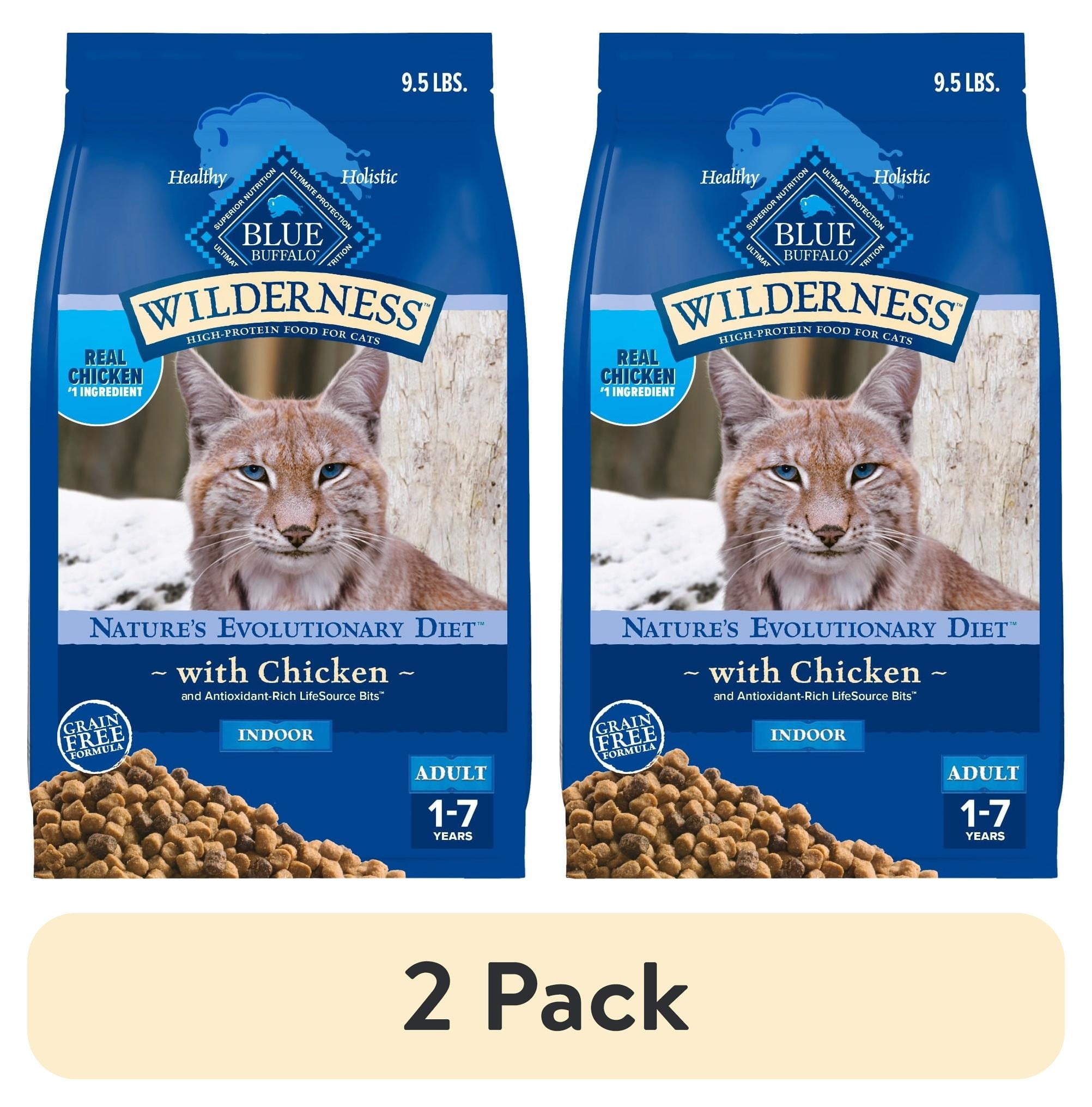 Blue Buffalo Wilderness Natural High-Protein - Grain-Free Dry Cat Food, Chicken, 9.5-lb. Bag - 2-Pack