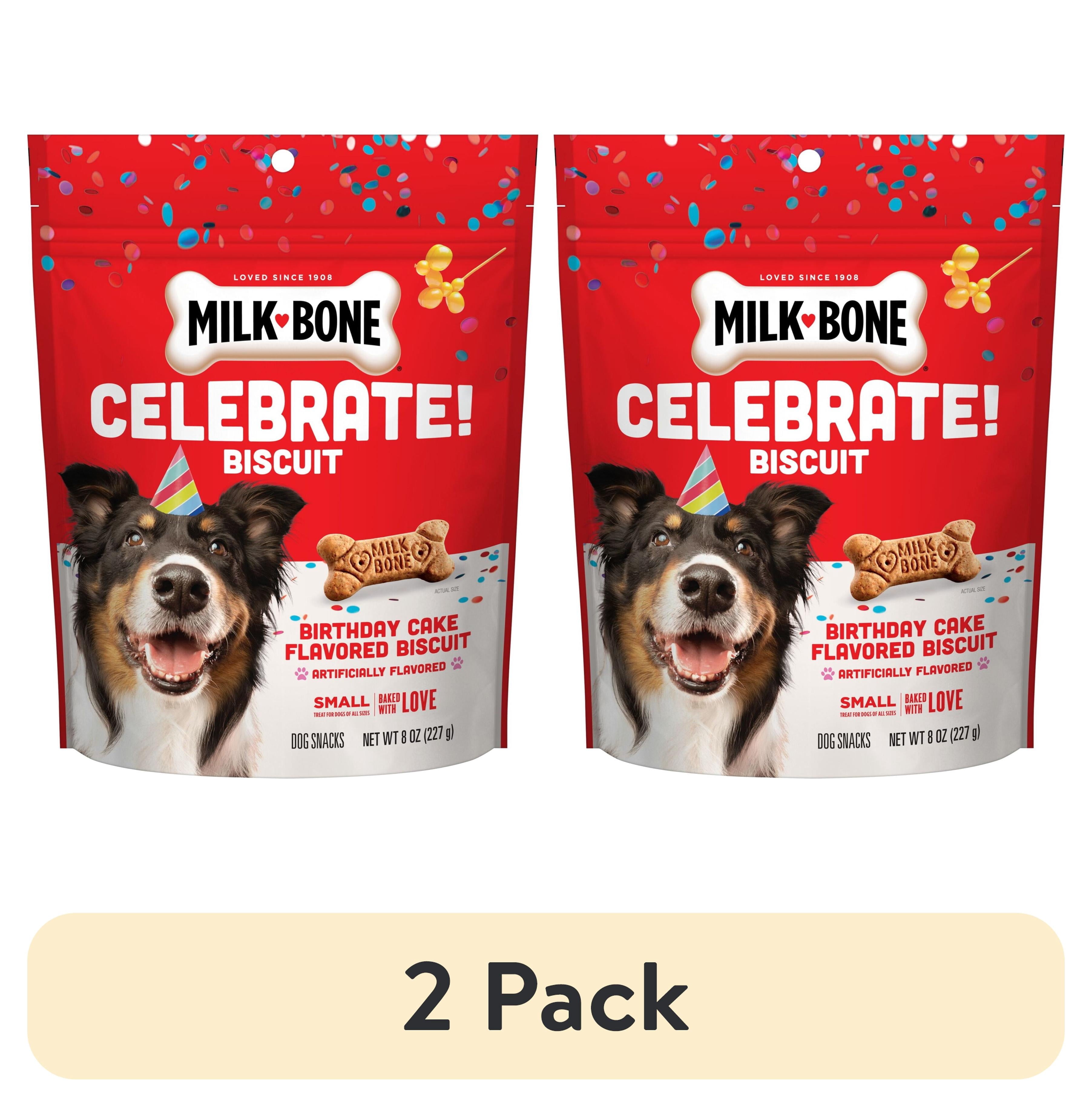 Milk Bone CELEBRATE Birthday Cake Artificially Flavored Biscuits - Small Dog Treats, 8 oz Bag - 2-Pack