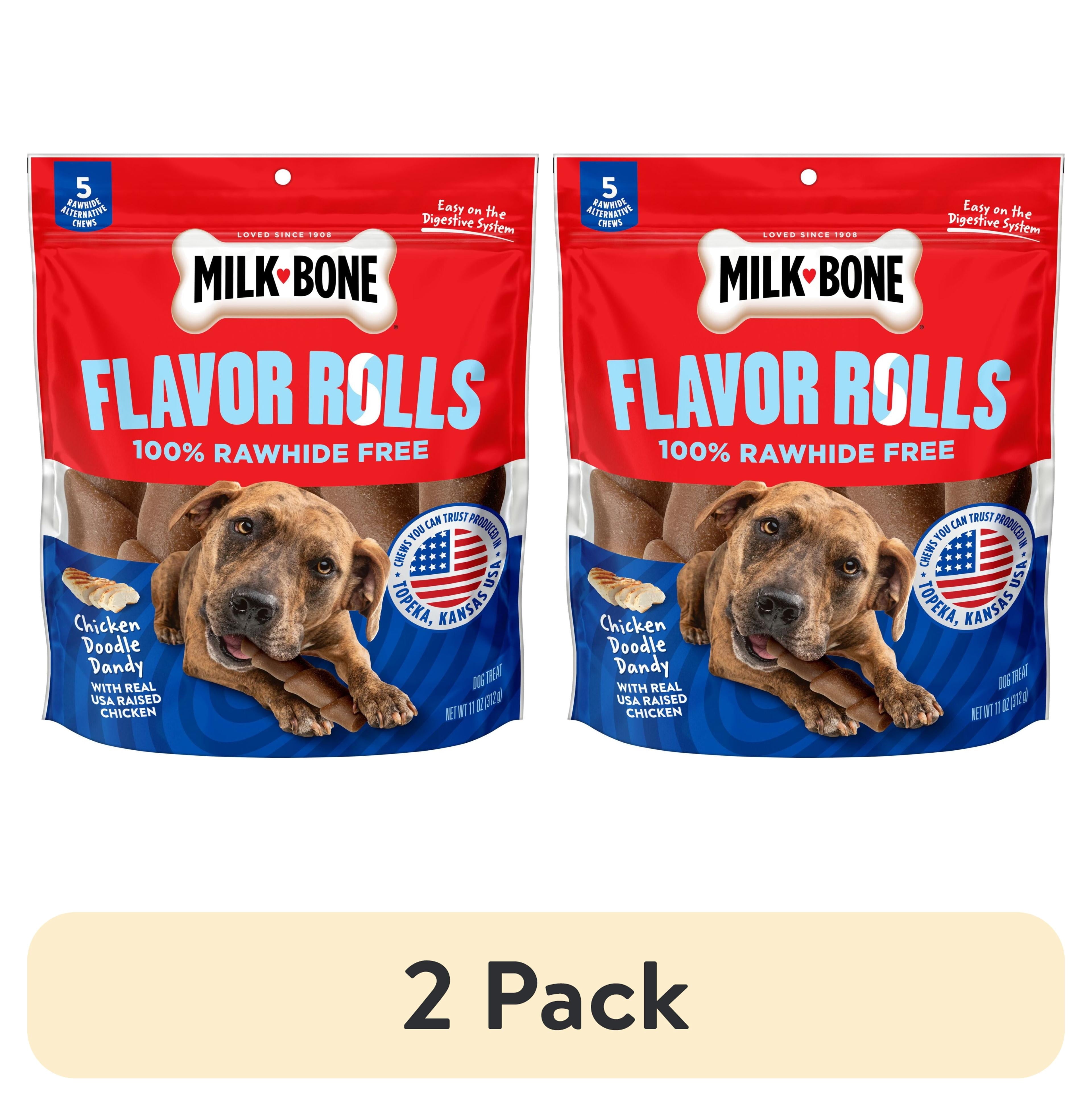 Milk Bone Flavor Rolls Chicken Doodle Dandy Rawhide Free Dog Treats With Chicken - 5 Count Bag - 2-Pack
