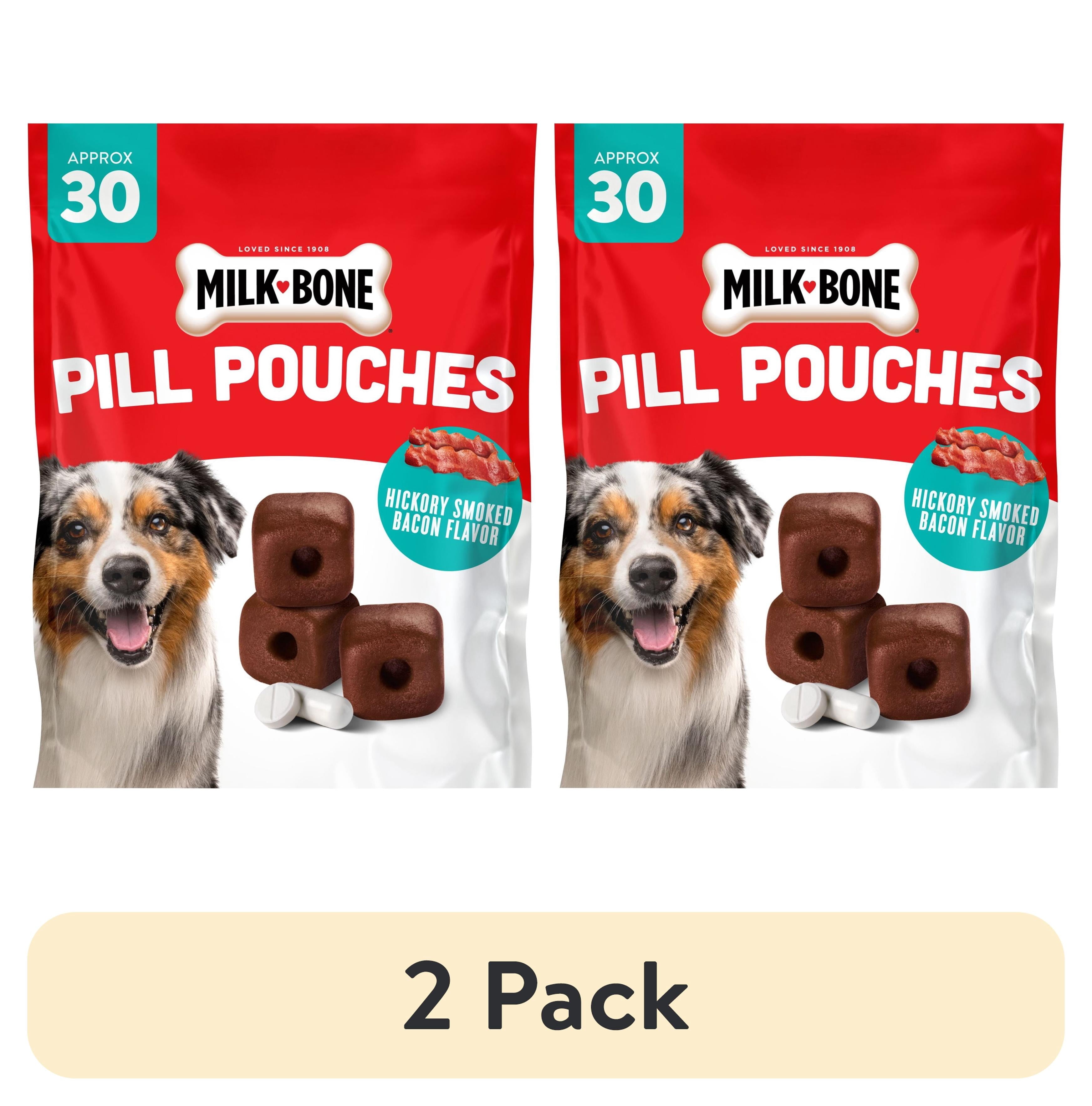 Milk Bone Pill Pouches Dog Treats - Hickory Smoked Bacon Flavor, 30 Count Bag - 2-Pack