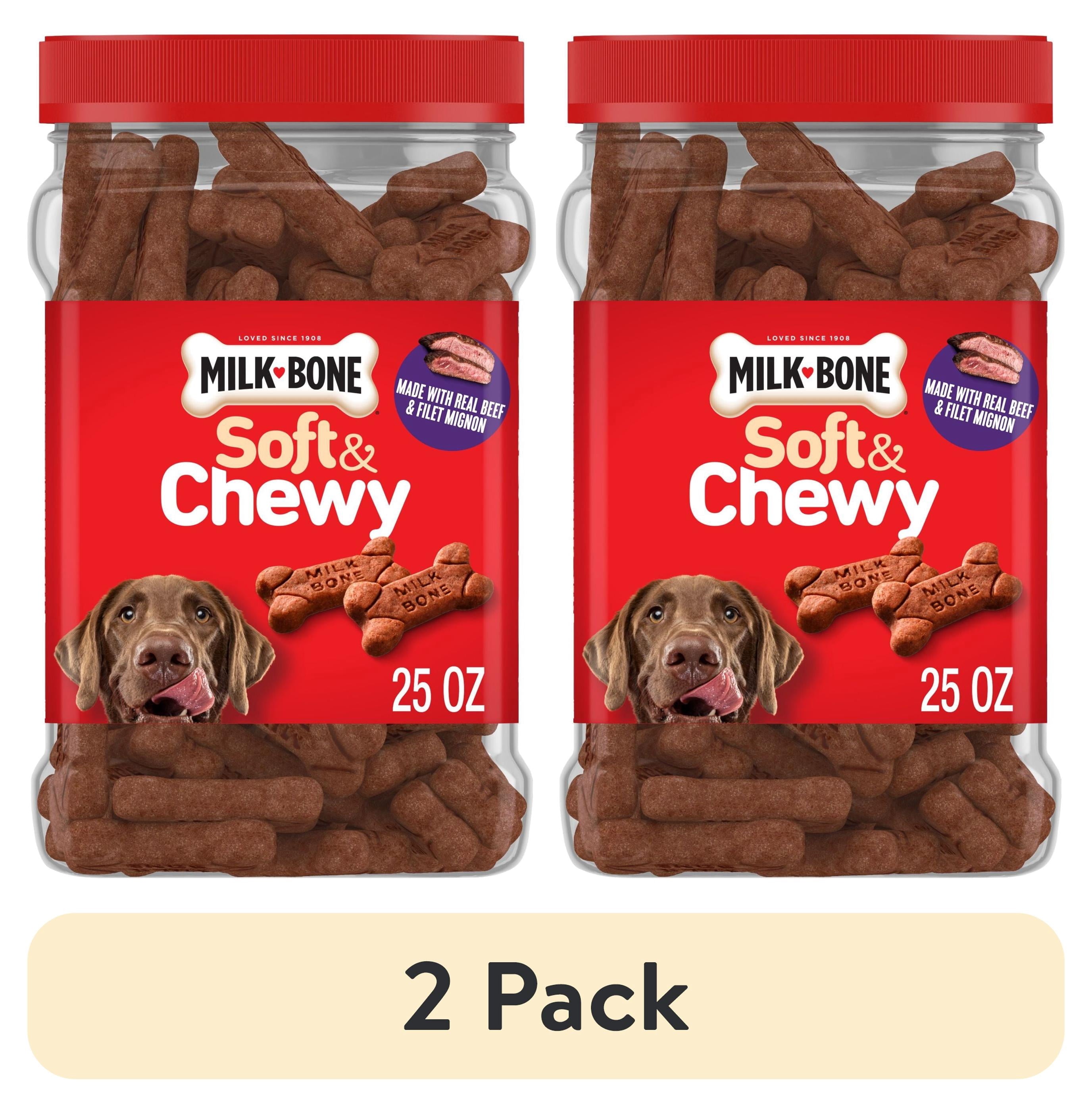 Milk Bone Soft & Chewy Dog Treats - Made with Real Beef & Filet Mignon, 25 oz Canister - 2-Pack