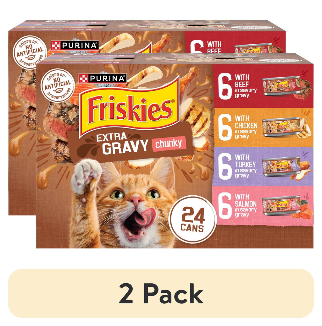 Purina Friskies Extra Chunky Gravy Variety Pack - Wet Cat Food, 5.5 oz Cans - 2-Pack