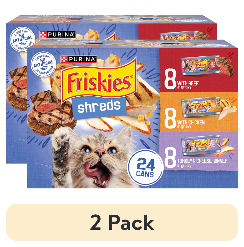 Purina Friskies Gravy Shreds - Beef, Chicken, Turkey and Cheese, Wet Cat Food, 5.5 oz Can - 2-Pack