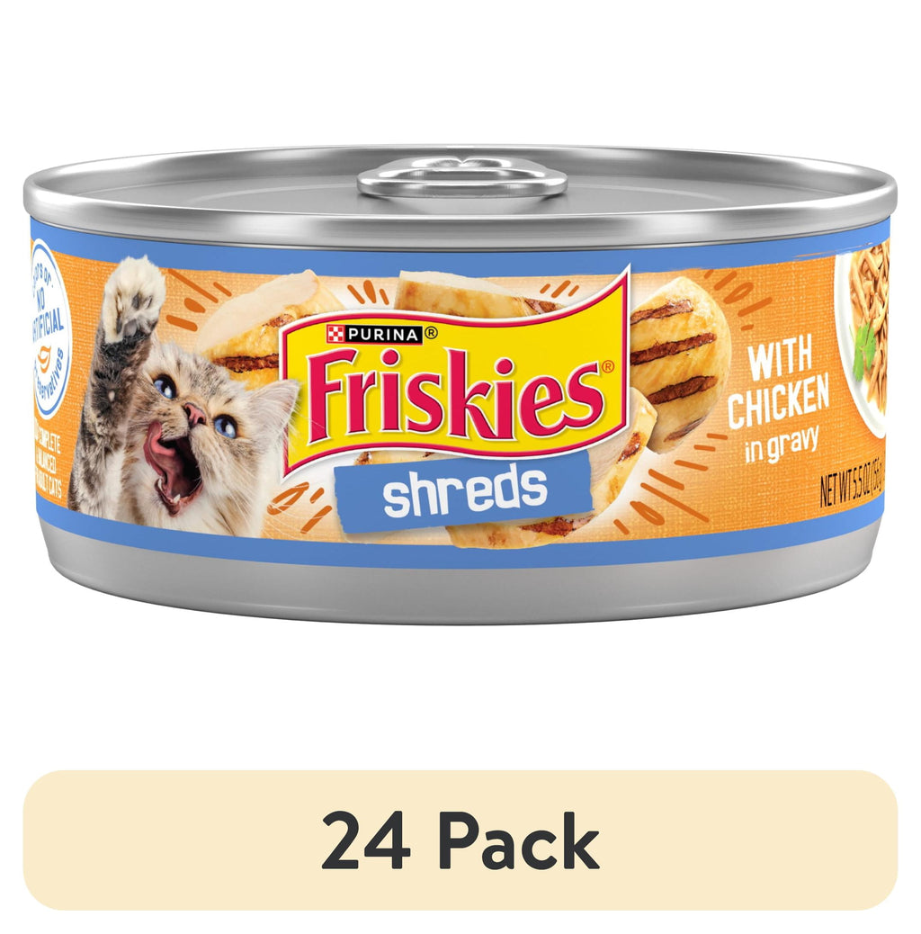 Purina Friskies Shreds - Chicken in Gravy, Wet Cat Food, 5.5 oz Can - 24-Pack