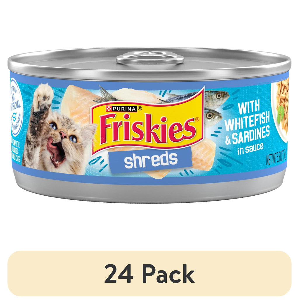 Purina Friskies Shreds - Whitefish and Sardines in Sauce, Wet Cat Food, 5.5 oz Can - 24-Pack