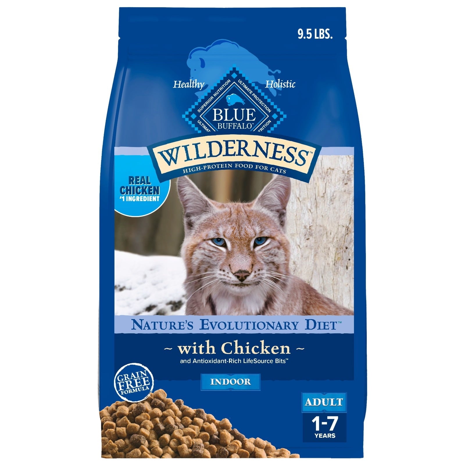 Blue Buffalo Wilderness Natural High-Protein - Grain-Free Dry Cat Food, Chicken, 9.5-lb. Bag - 2-Pack
