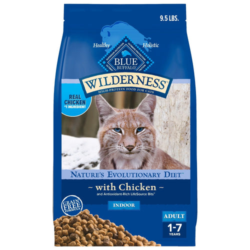 Blue Buffalo Wilderness Natural High-Protein - Grain-Free Dry Cat Food, Chicken, 9.5-lb. Bag - 2-Pack