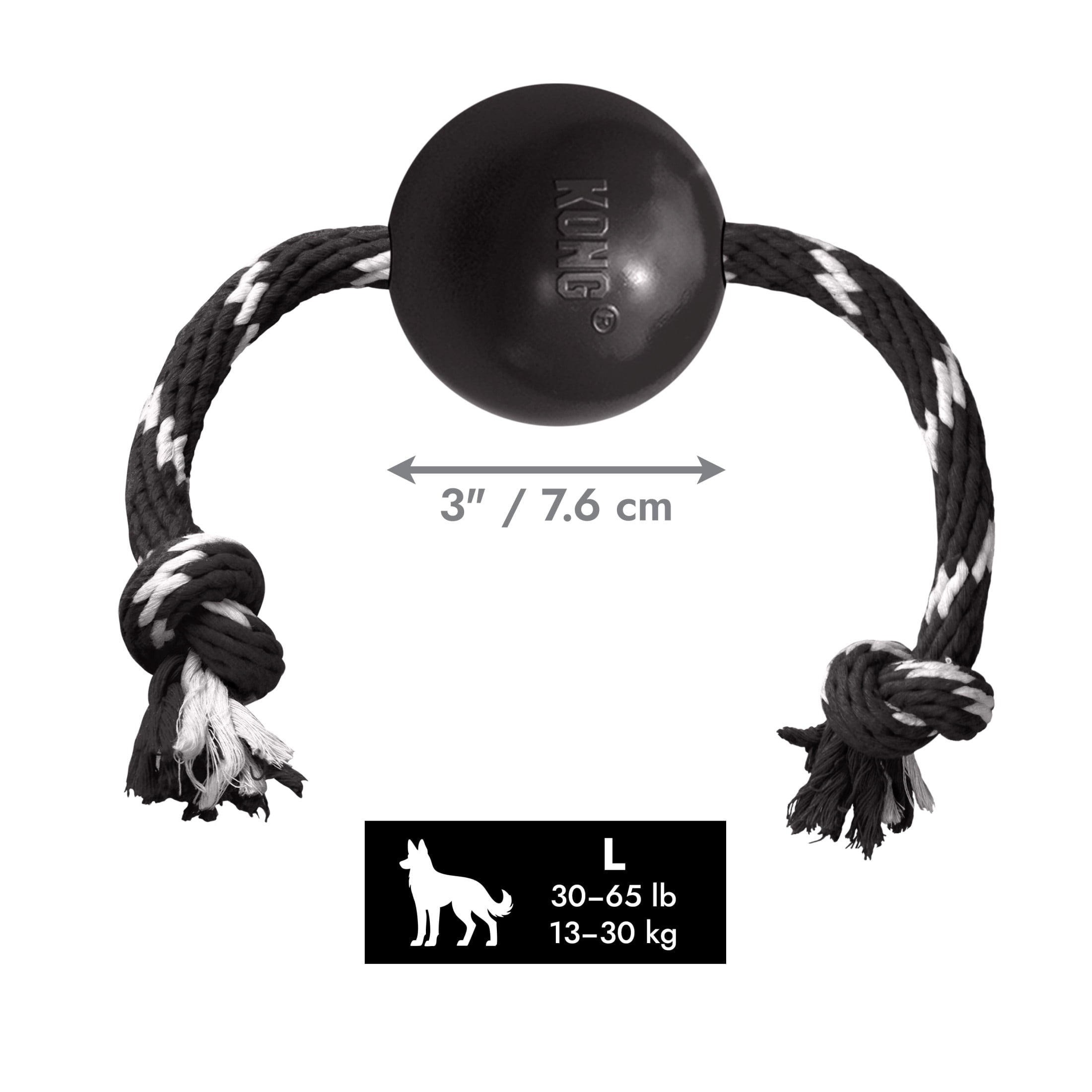 KONG® Extreme Ball with Rope Durable Dog Toy - Large, for Dogs Between 30-65 lbs