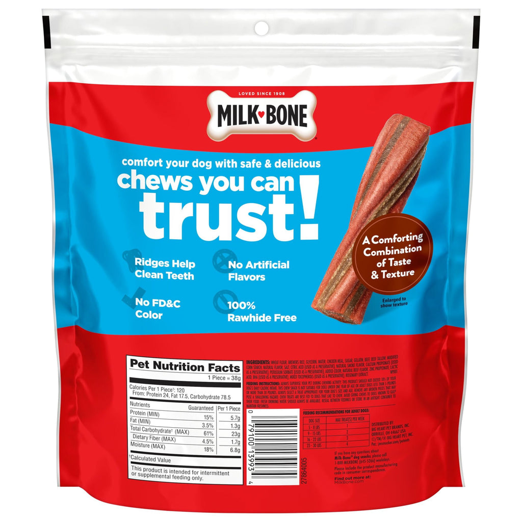 Milk Bone Comfort Chews - Mini Dog Chews with Unique Chewy Texture and Real Beef, 22.2 oz Bag (18 Chews) - 3-Pack