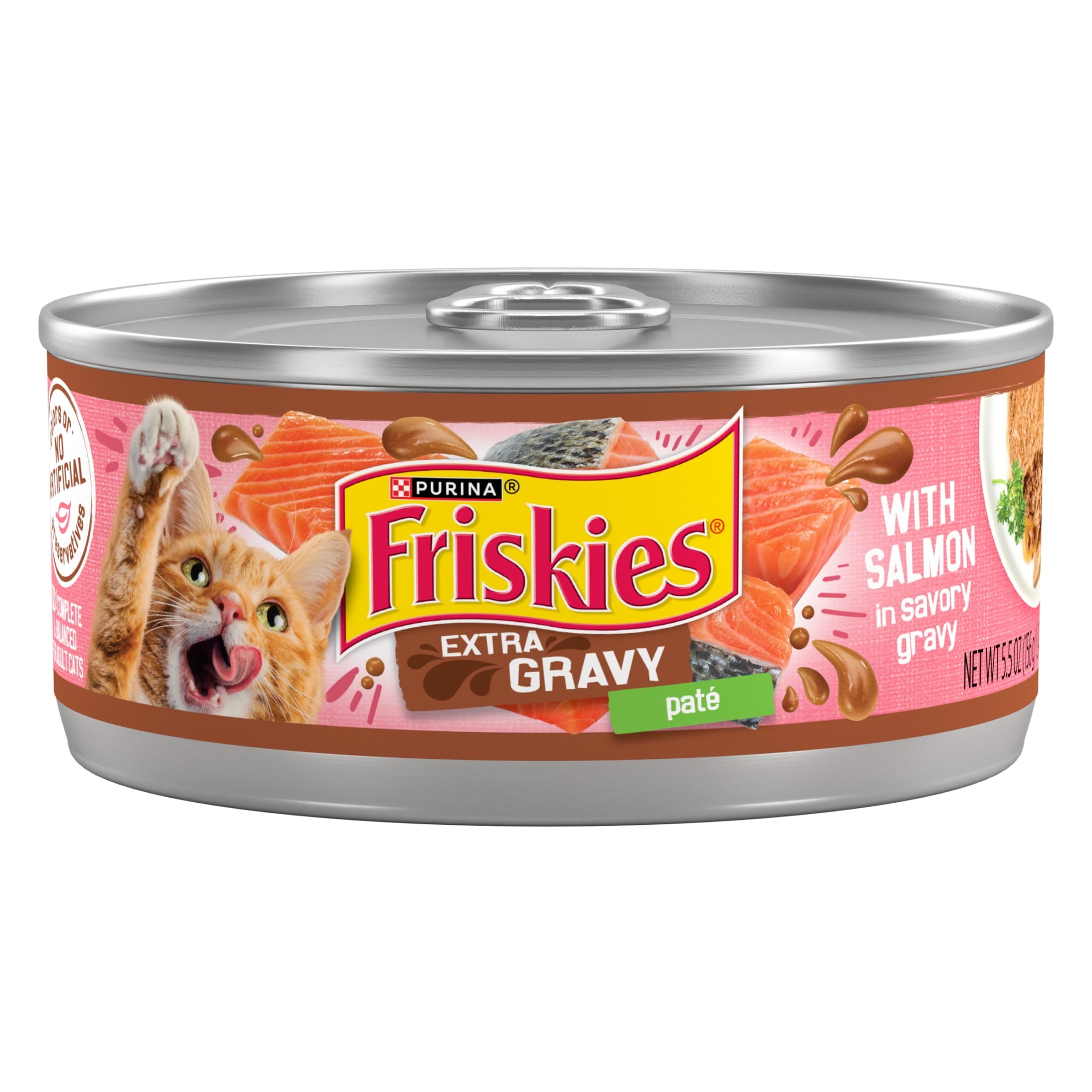 Purina Friskies Extra Gravy Pate With Salmon - Wet Cat Food, 5.5 oz Cans - 12-Pack