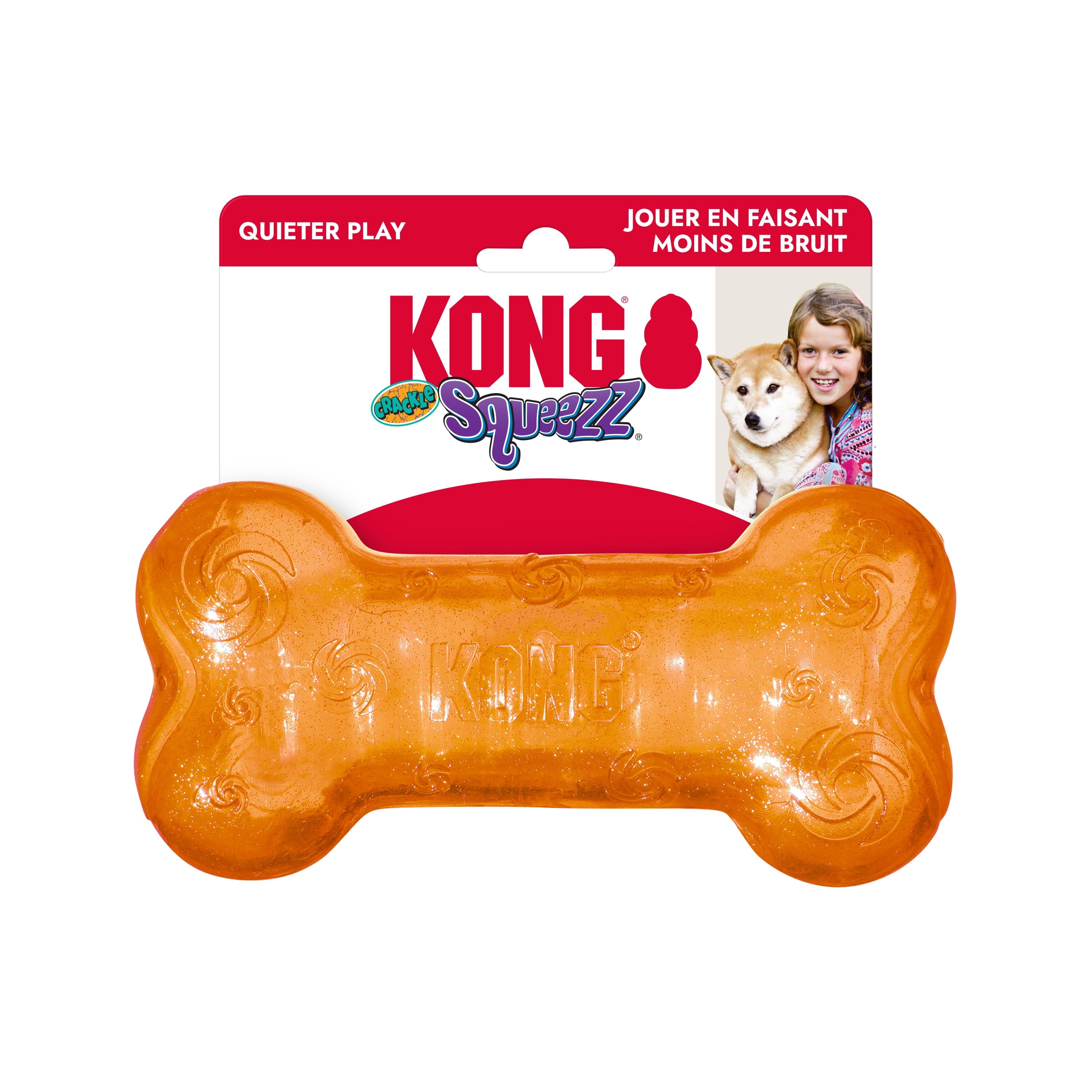 KONG® Squeezz Bone Crackle Dog Toy - Large
