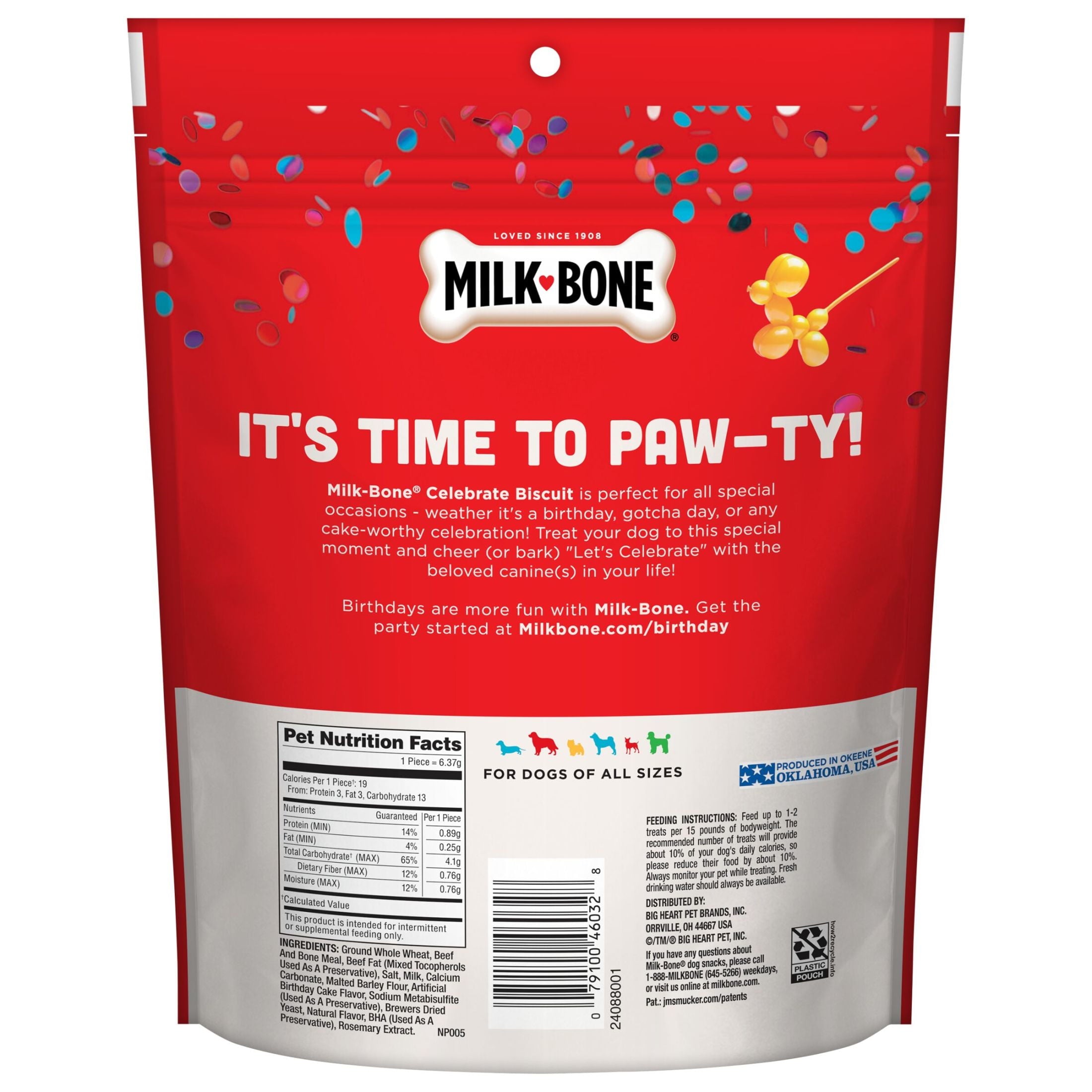 Milk Bone CELEBRATE Birthday Cake Artificially Flavored Biscuits - Small Dog Treats, 8 oz Bag