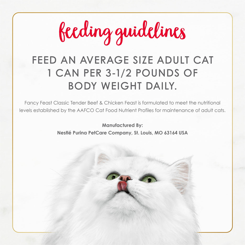 Purina Fancy Feast Tender Beef and Chicken Feast Classic Grain Free Wet Cat Food Pate - 3 oz.