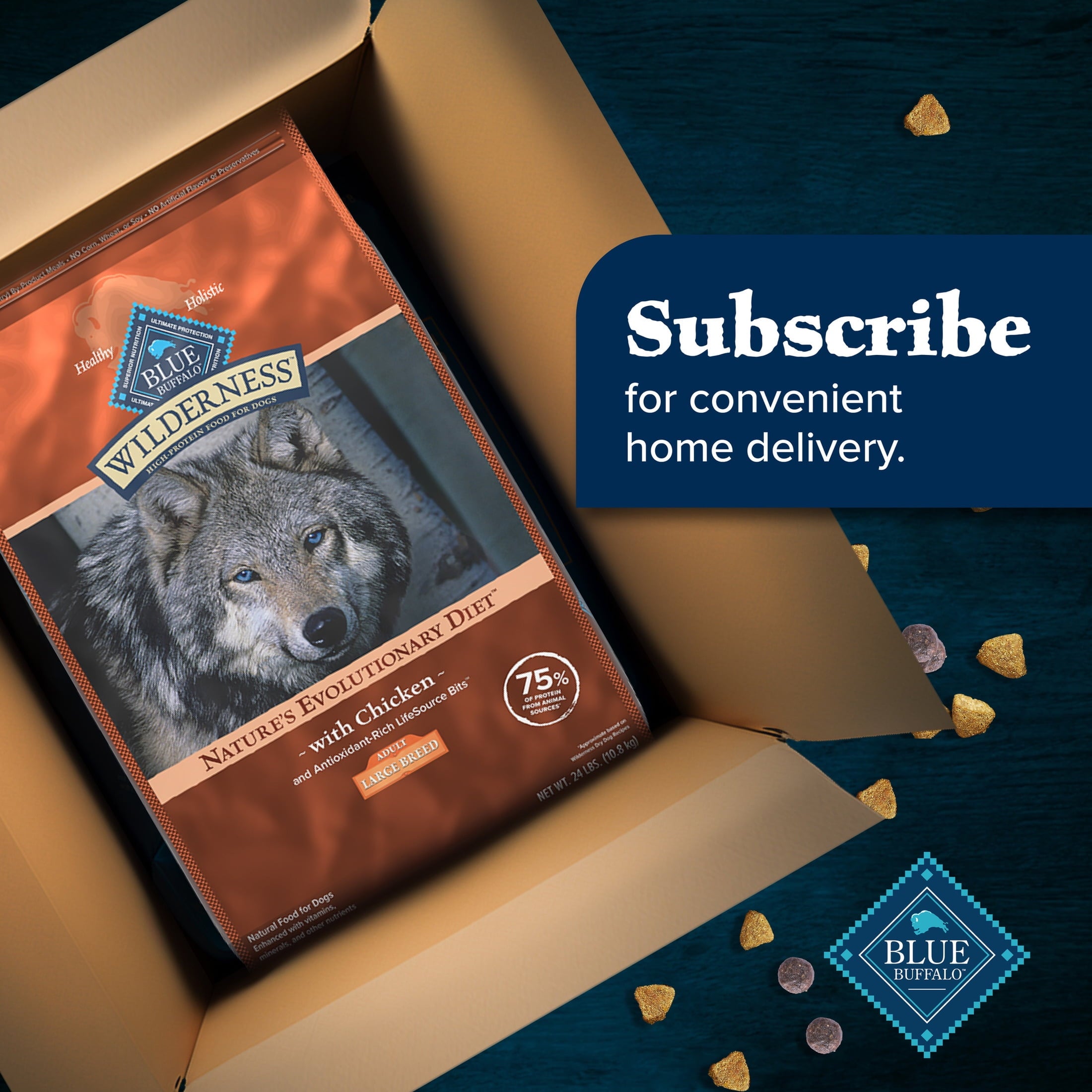 Blue Buffalo Wilderness High-Protein Adult Large Breed Dry Dog Food - Chicken, 28-lb.