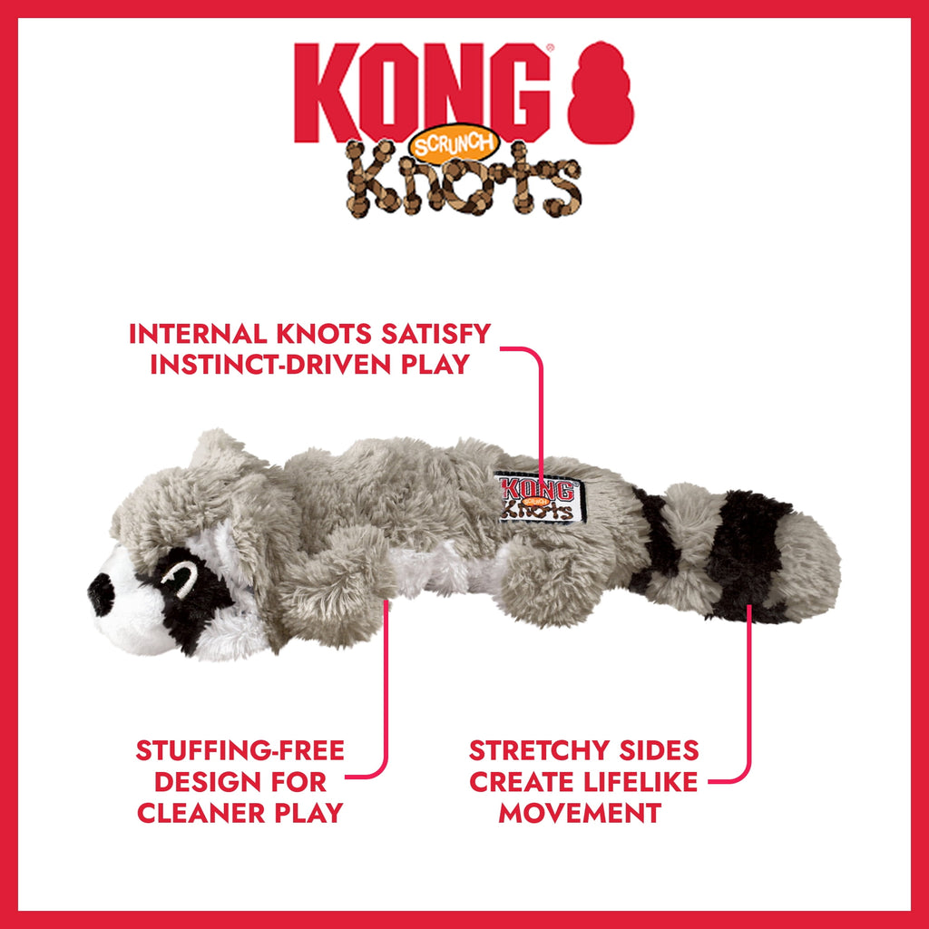 KONG® Scrunch Knots Stuffing Free Dog Toy - Racoon, Medium/Large