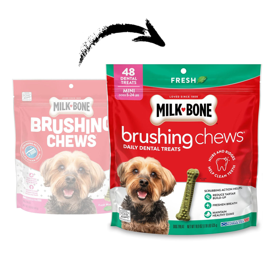 Milk Bone Brushing Chews Fresh Mint Flavor Daily Dental Dog Treats - Mini, 18.9 oz Bag
