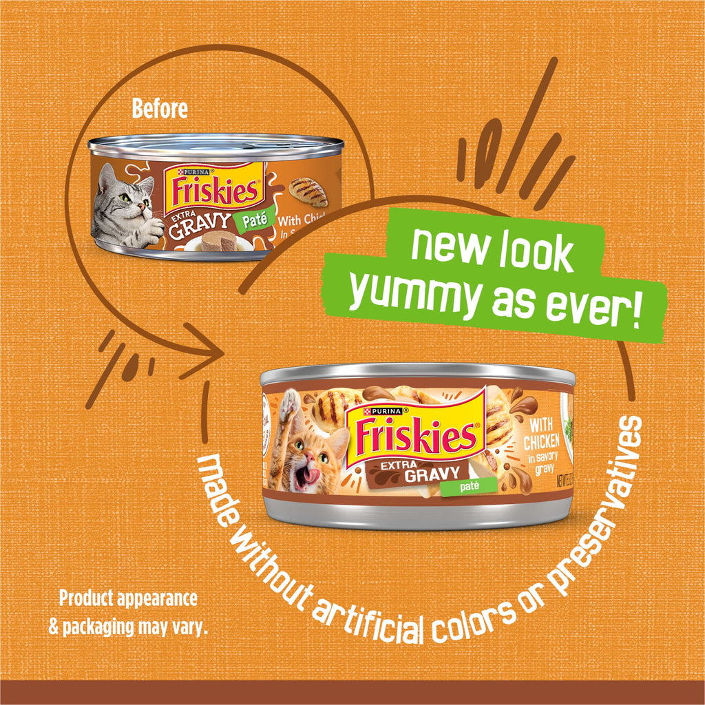 Purina Friskies Pate - Extra Gravy with Chicken, Wet Cat Food, 5.5 oz Can - 6-Pack