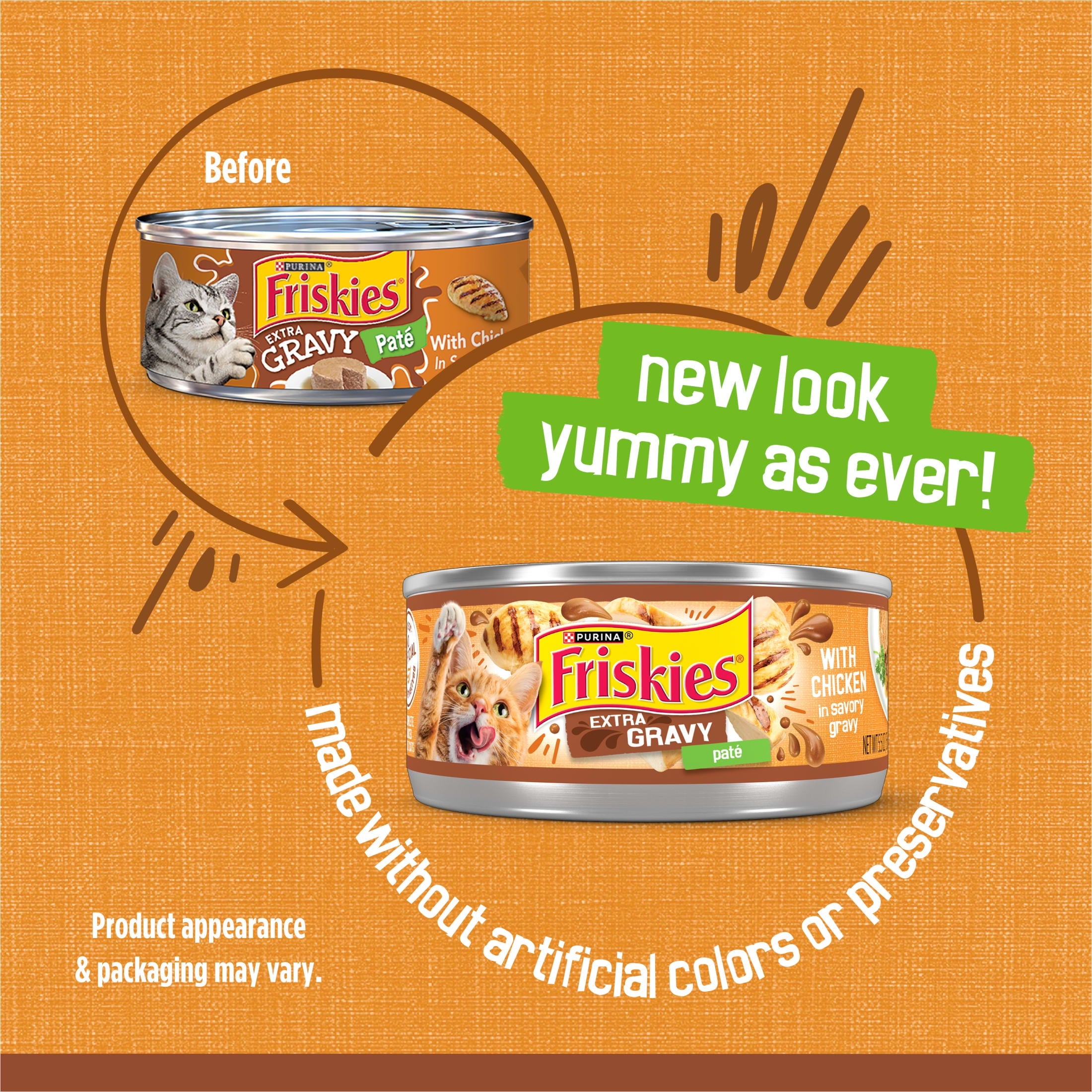 Purina Friskies Pate - Extra Gravy with Chicken, Wet Cat Food, 5.5 oz Can - 6-Pack