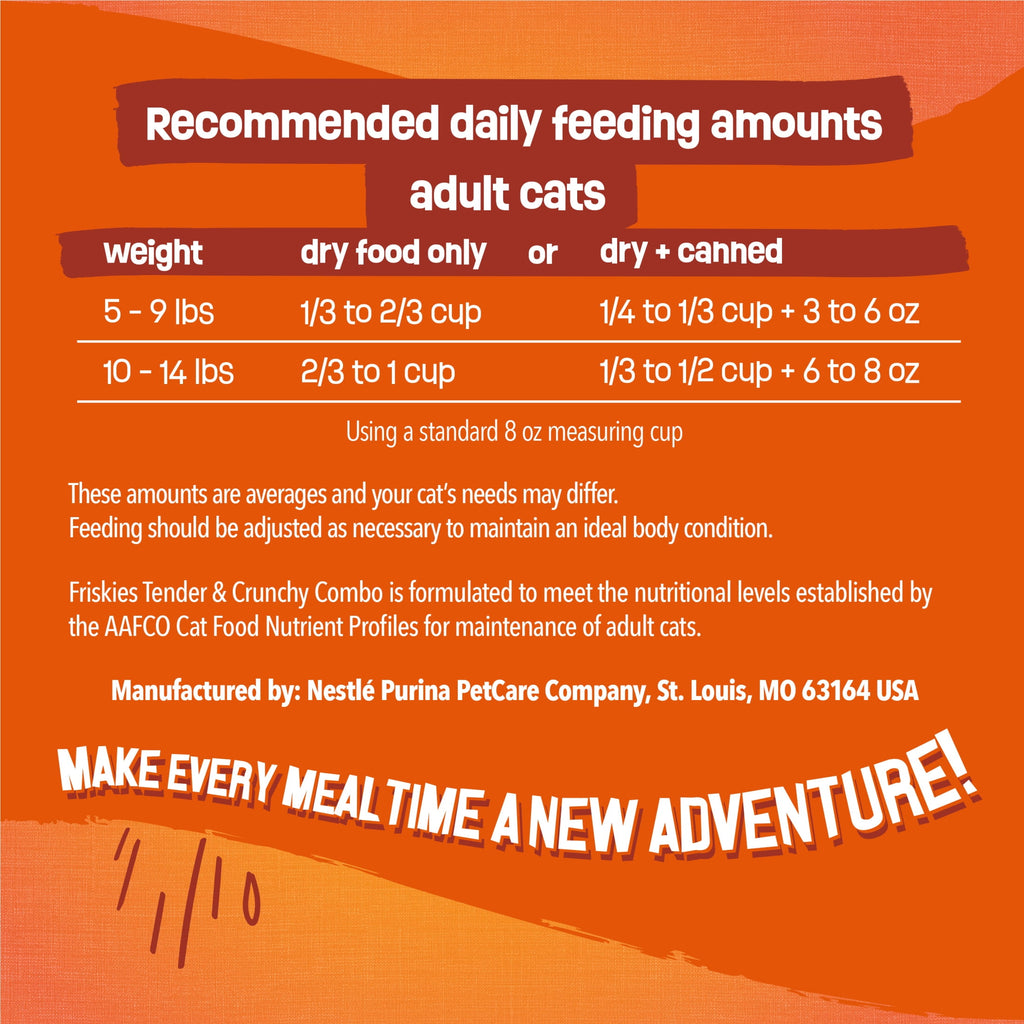 Purina Friskies Tender and Crunchy Dry Cat Food Flavors of Chicken - Beef, Carrots and Green Beans, 3.15 lb Bag