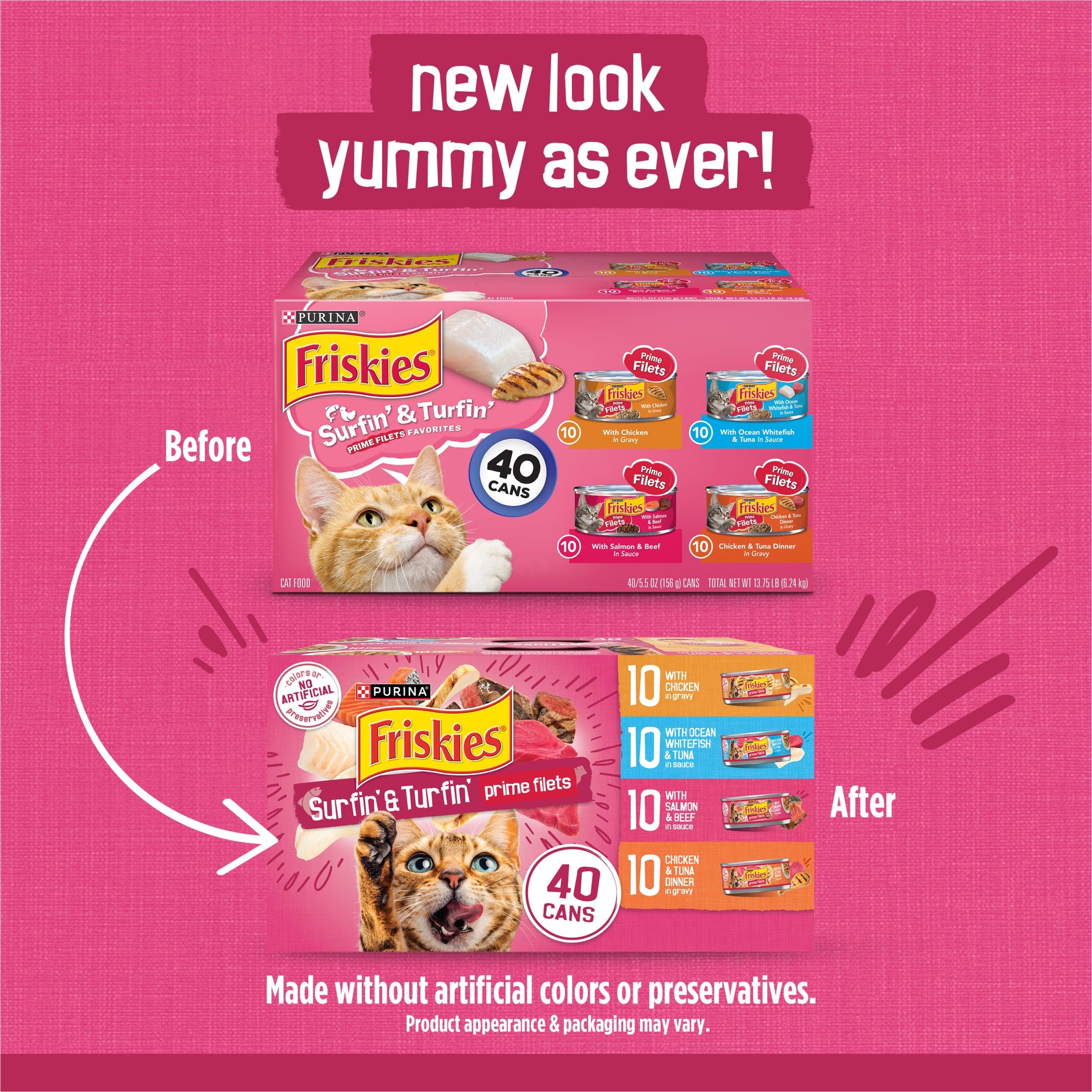 Purina Friskies Surfin' and Turfin' Variety Pack - Wet Cat Food, 5.5 oz Cans