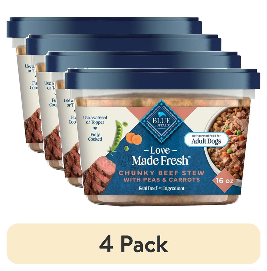 Blue Buffalo Love Made Fresh Dog Food - Refrigerated, Chunky Beef Stew, 1-lb Tub - 4-Pack