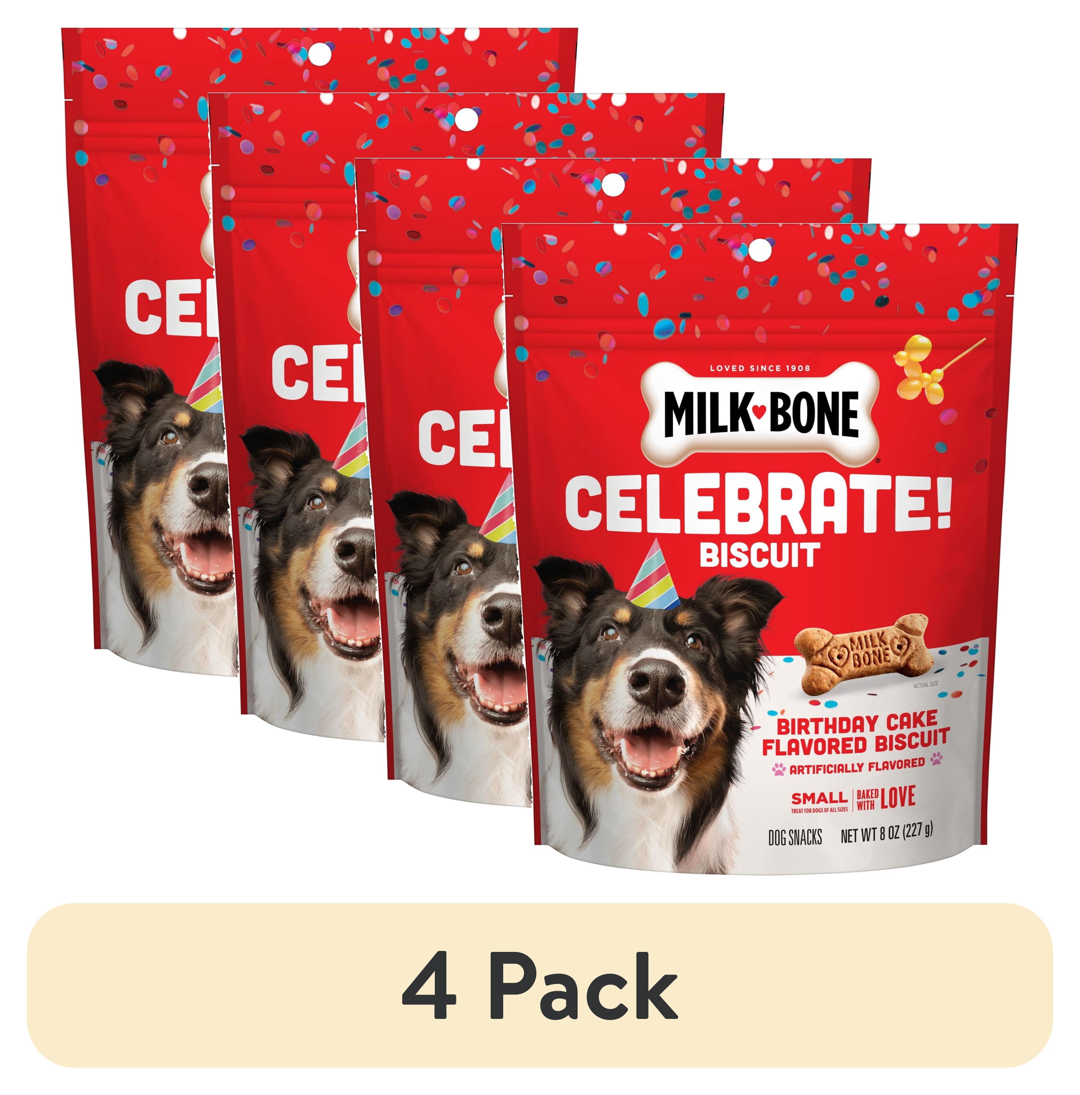 Milk Bone CELEBRATE Birthday Cake Artificially Flavored Biscuits - Small Dog Treats, 8 oz Bag - 4-Pack