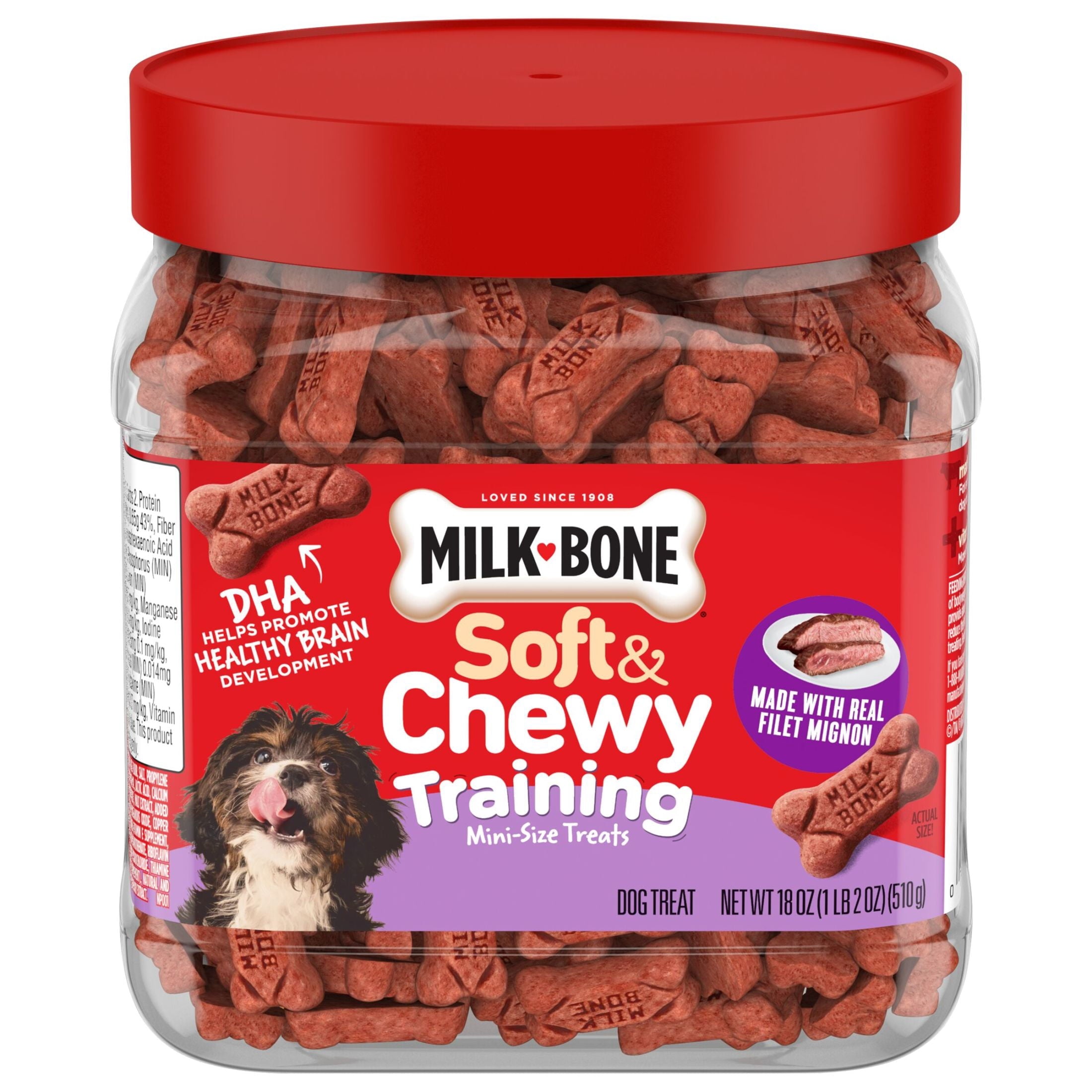 Milk Bone Soft & Chewy Dog Training Treats Made With Real Filet Mignon - Mini Size, 18 oz Bag