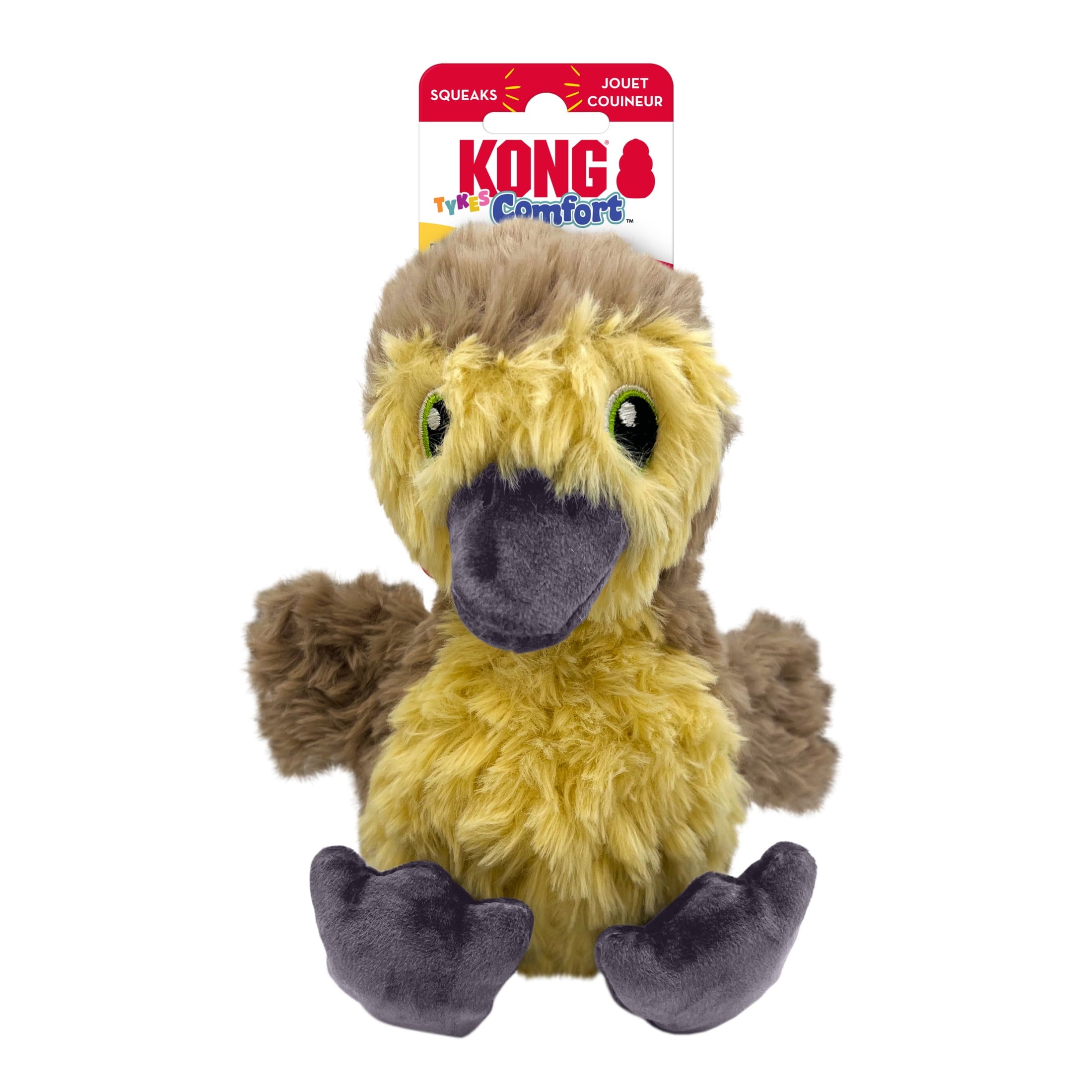 KONG® Comfort Tykes Fluffy Dog Toy - Removable Squeaker, Gosling, Small