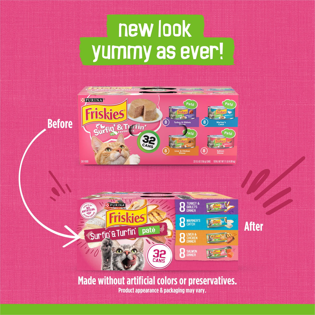 Purina Friskies Pate Variety Pack - Surfin' and Turfin' Favorites, Wet Cat Food, 5.5 oz Can - 2-Pack