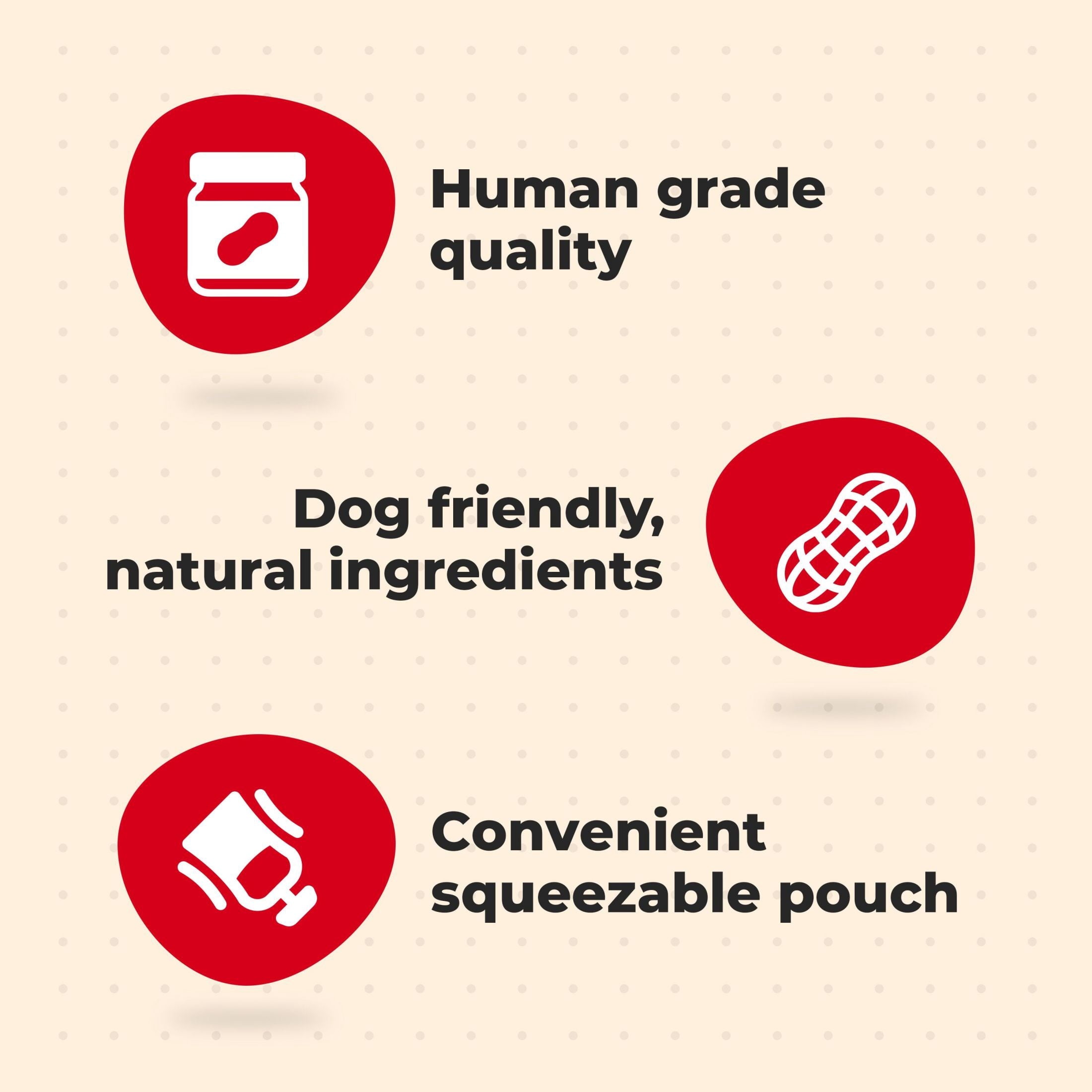Milk Bone Natural Peanut Butter Spread with Jif - Lickable Dog Treats in a Squeezable Pouch, 5 oz