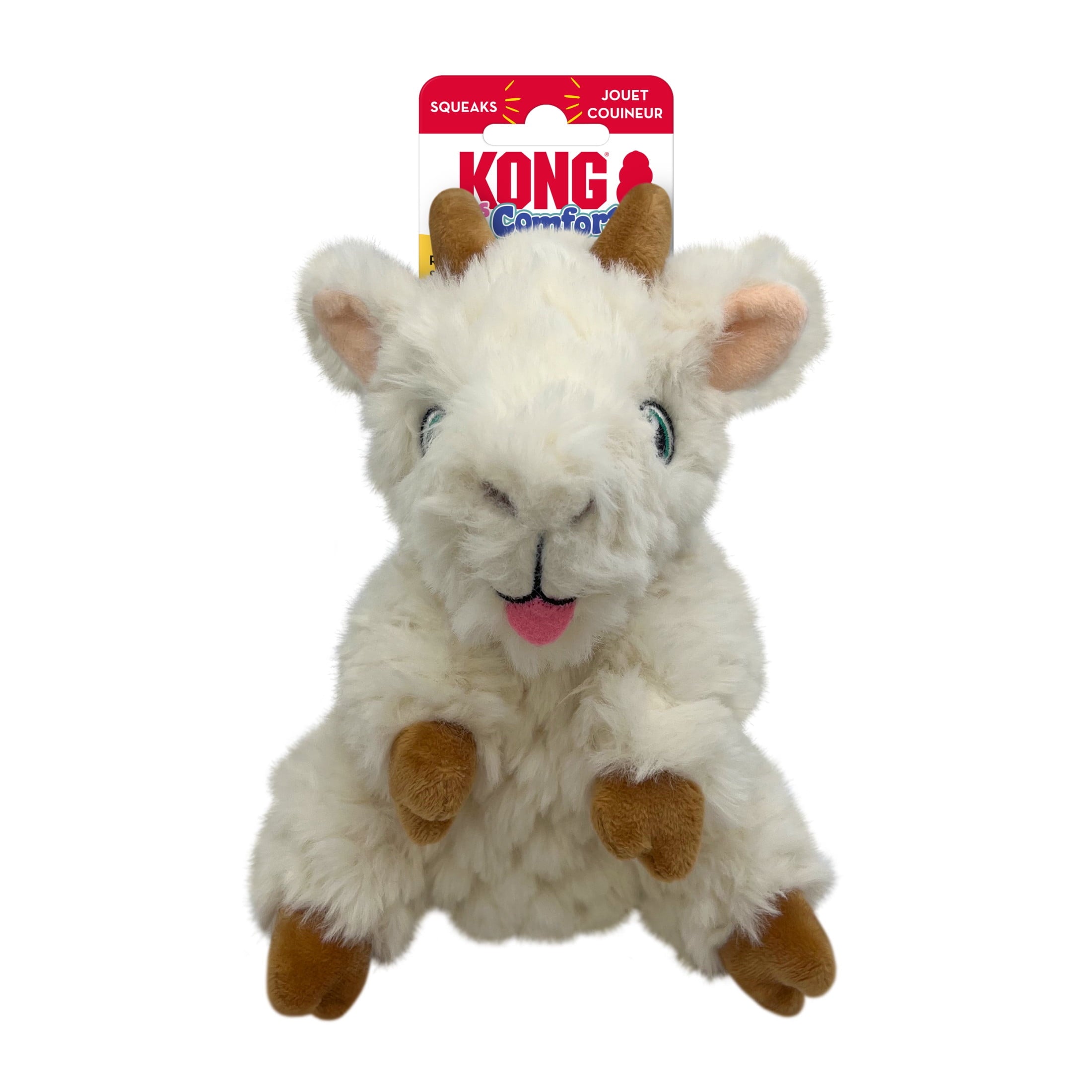 KONG® Comfort Tykes Fluffy Dog Toy - Removable Squeaker, Goat, Small